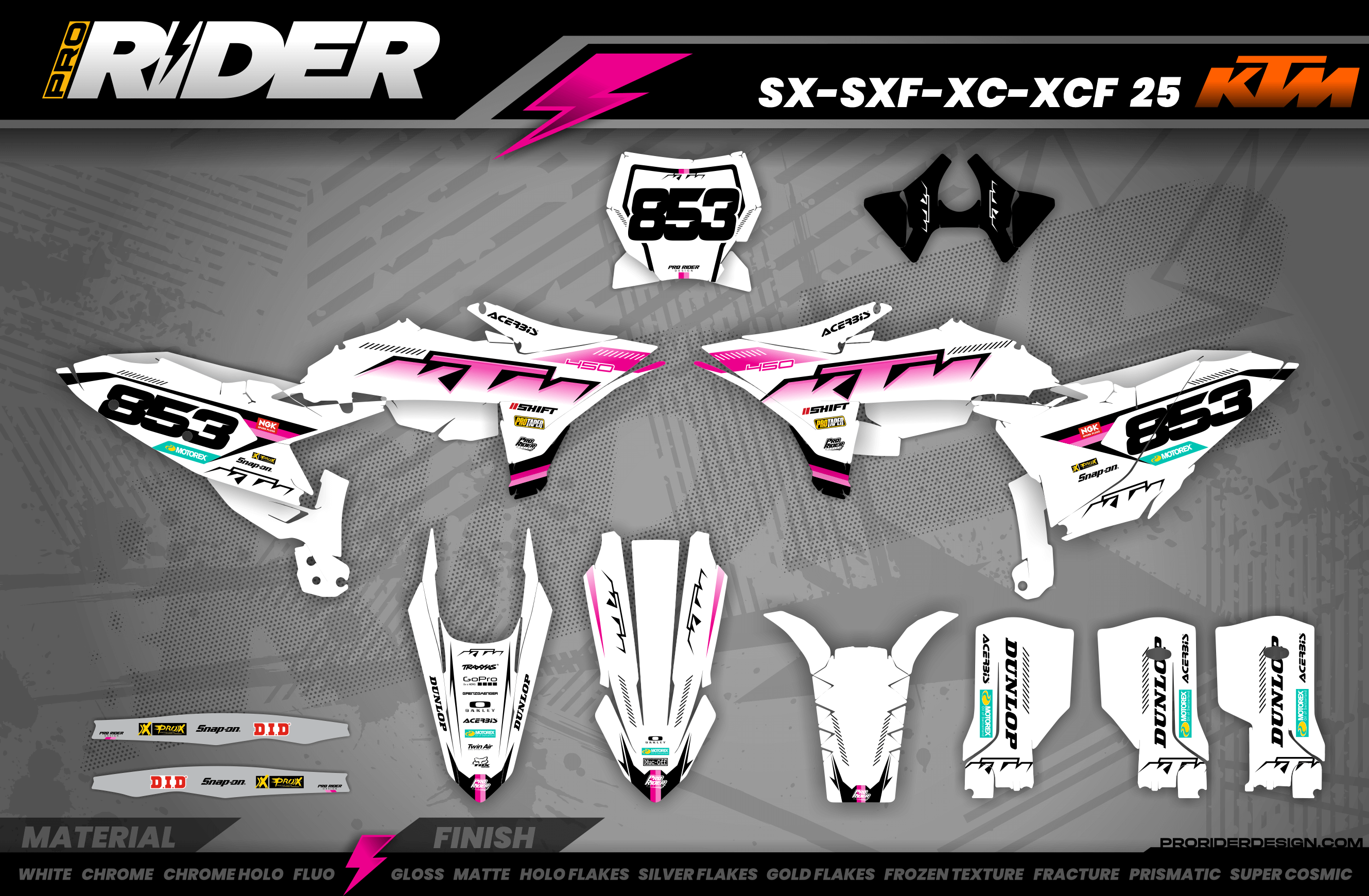 KTM Graphics SX XC SXF XCF EXC.. | Shadow Edition | White & pink