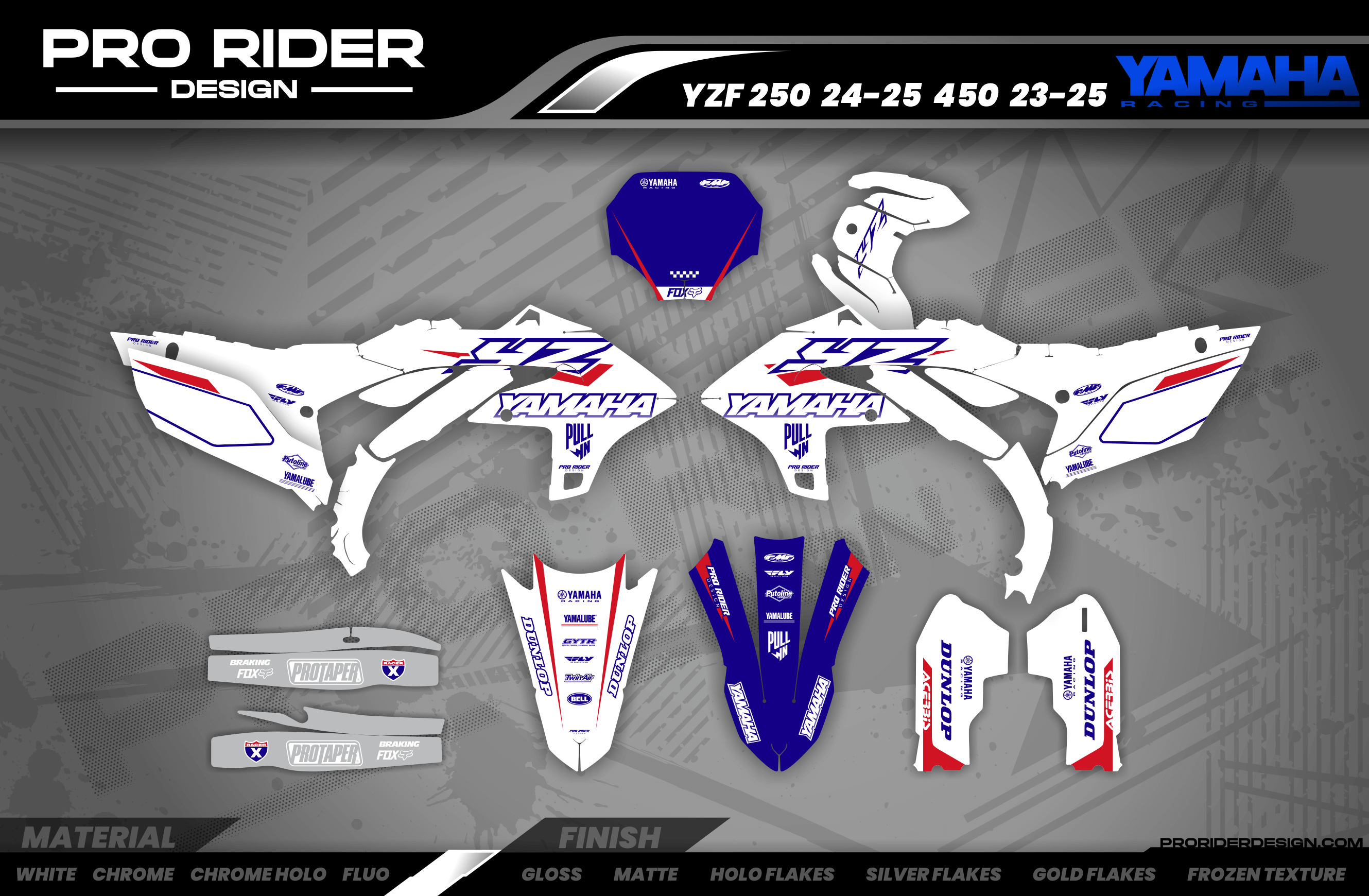 YZ YZF TTR PW Custom Graphics KIT YAMAHA WHITE FLAG