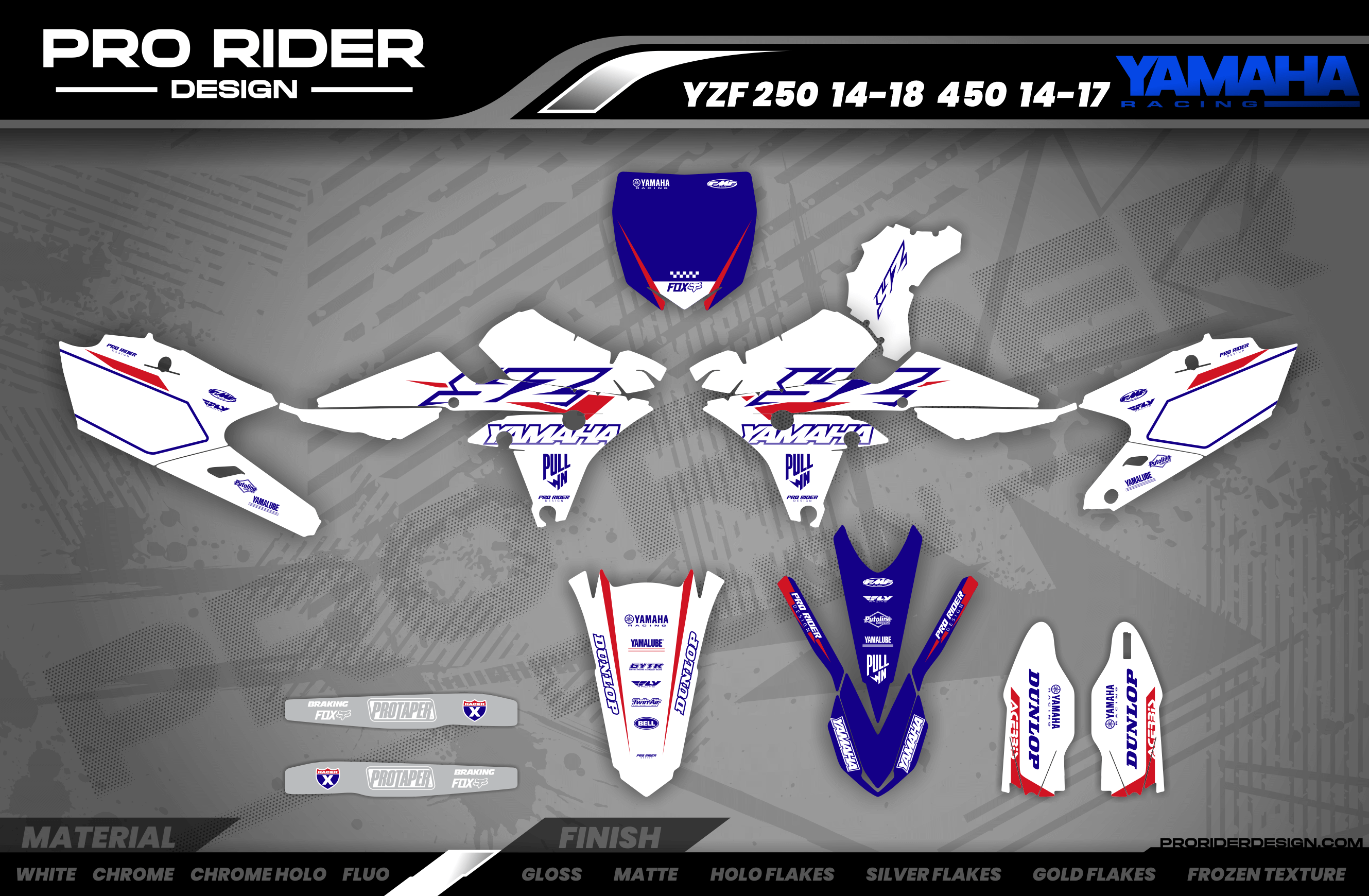 YZ YZF TTR PW Custom Graphics KIT YAMAHA WHITE FLAG