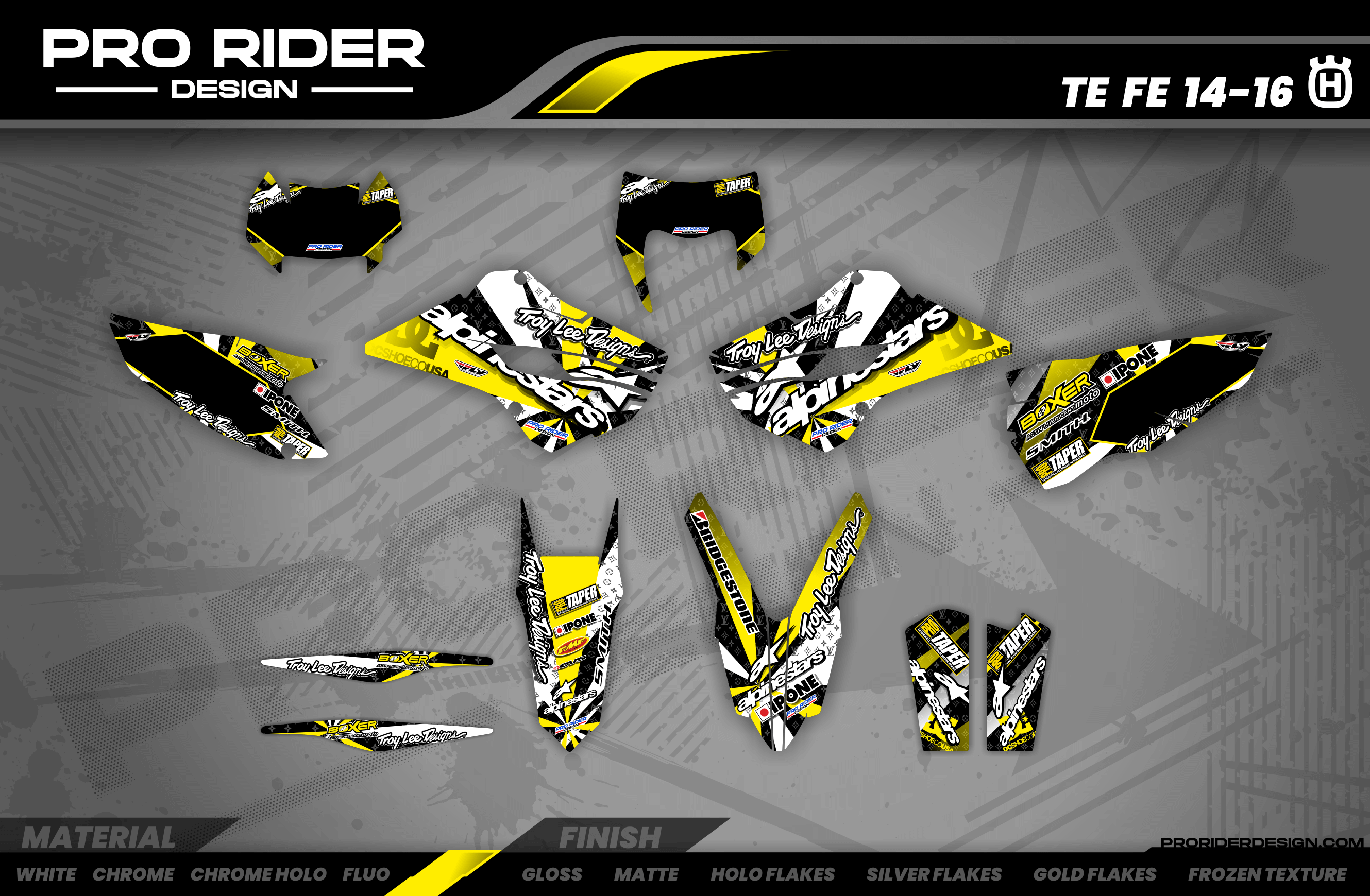 Graphics Kit ALPINESTARS YELLOW : Design designed for your Motocross