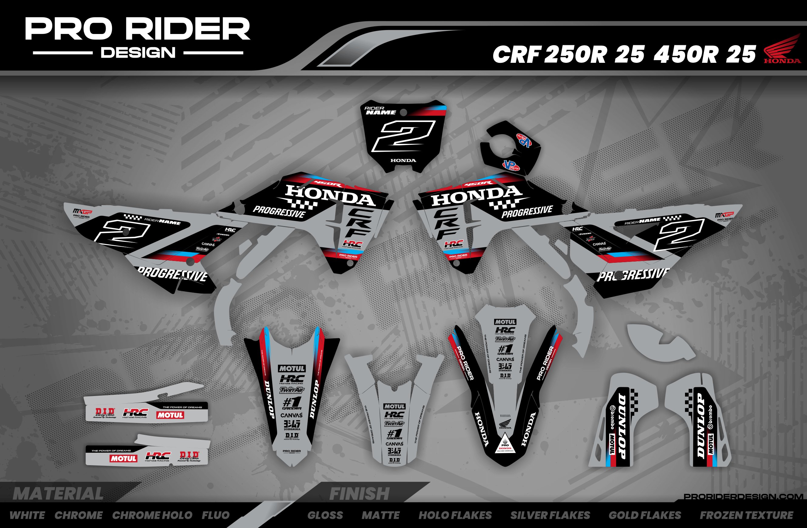 HONDA Custom Graphics Motocross TEAM HRC PROGRESSIVE | BLACK & GREY