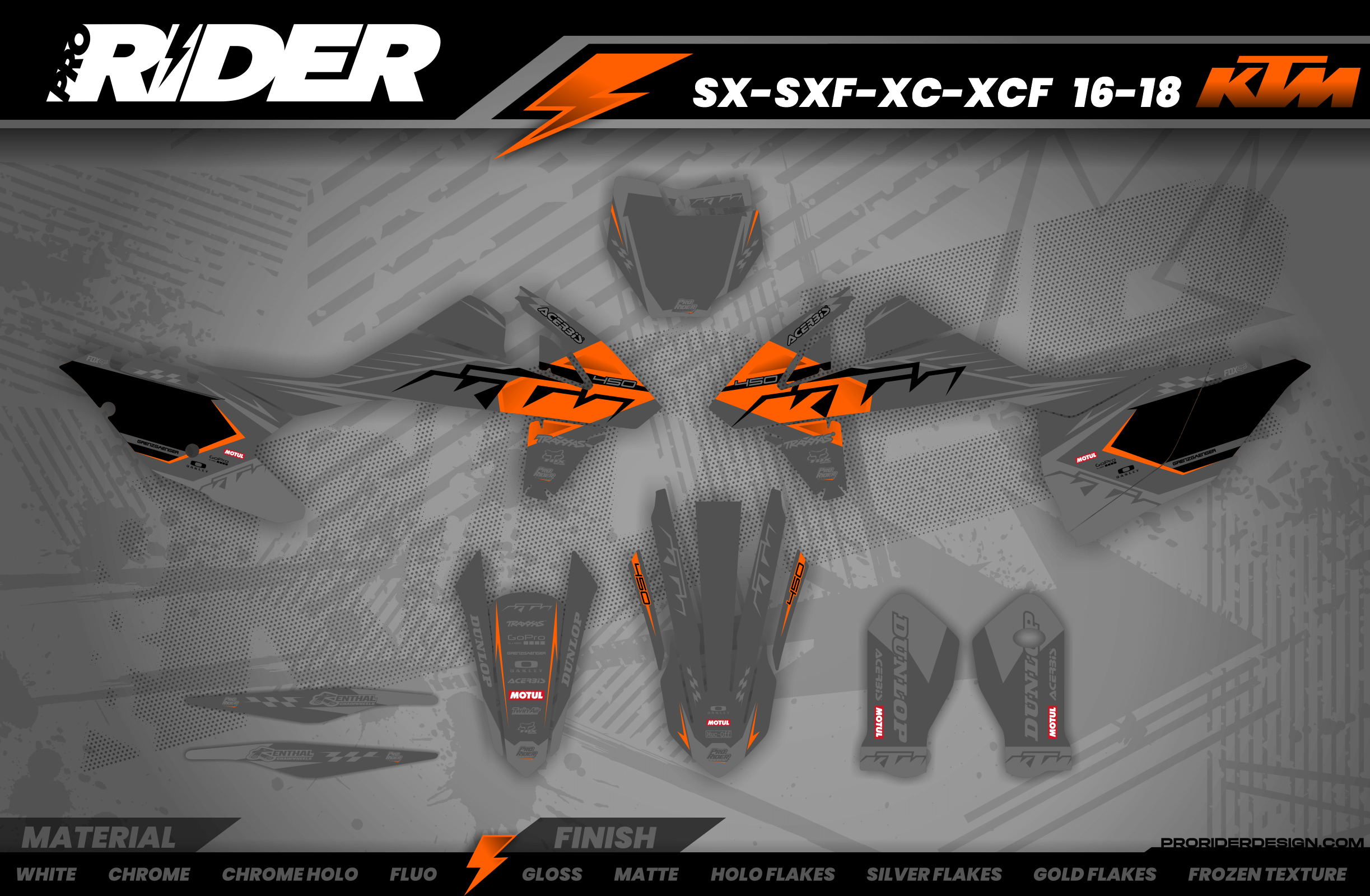 KTM Graphics SX XC SXF XCF EXC.. - ProLine Grey/orange