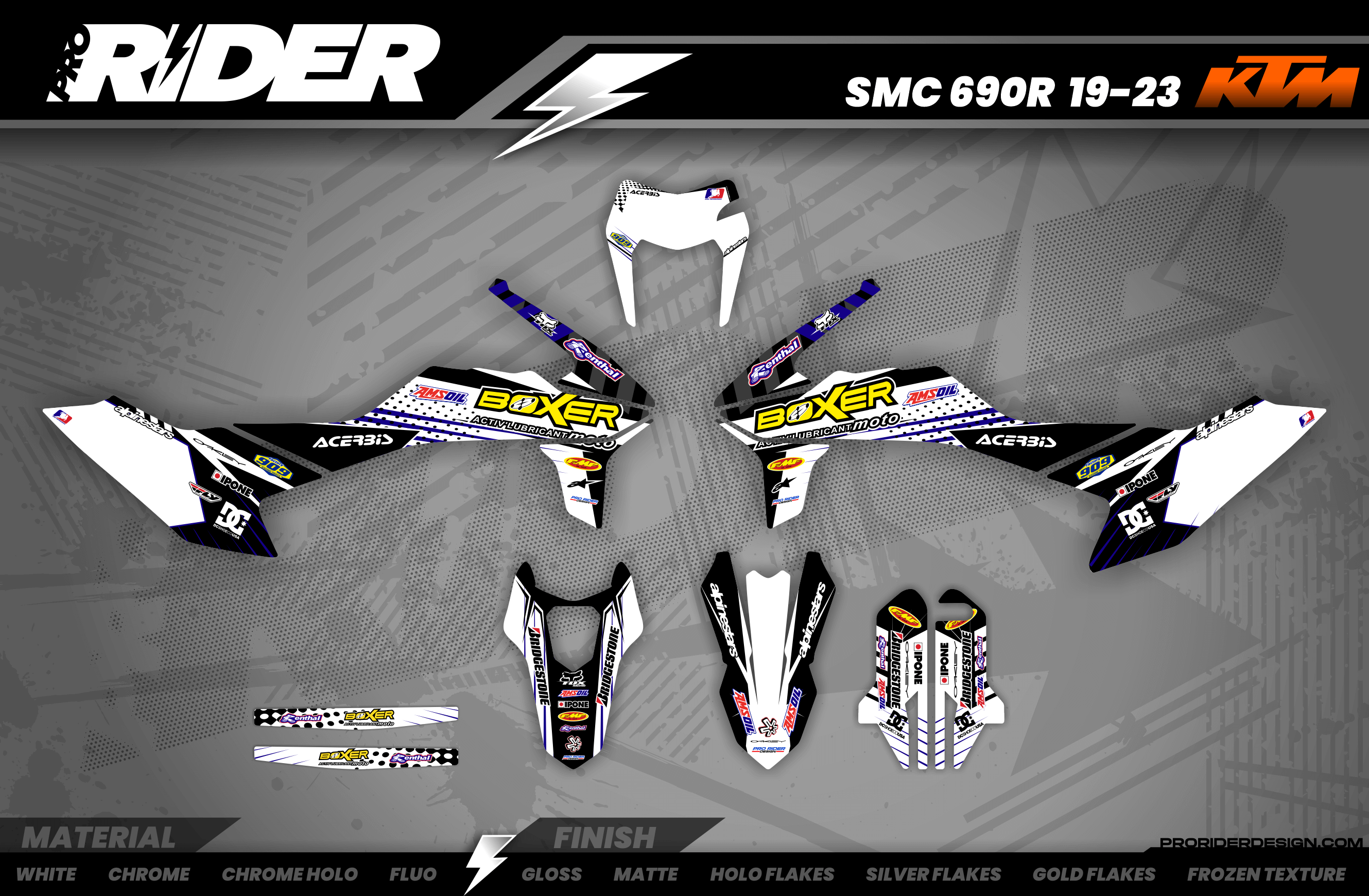 Graphics Kit BOXER WHITE : Add value to your Motocross and Quad