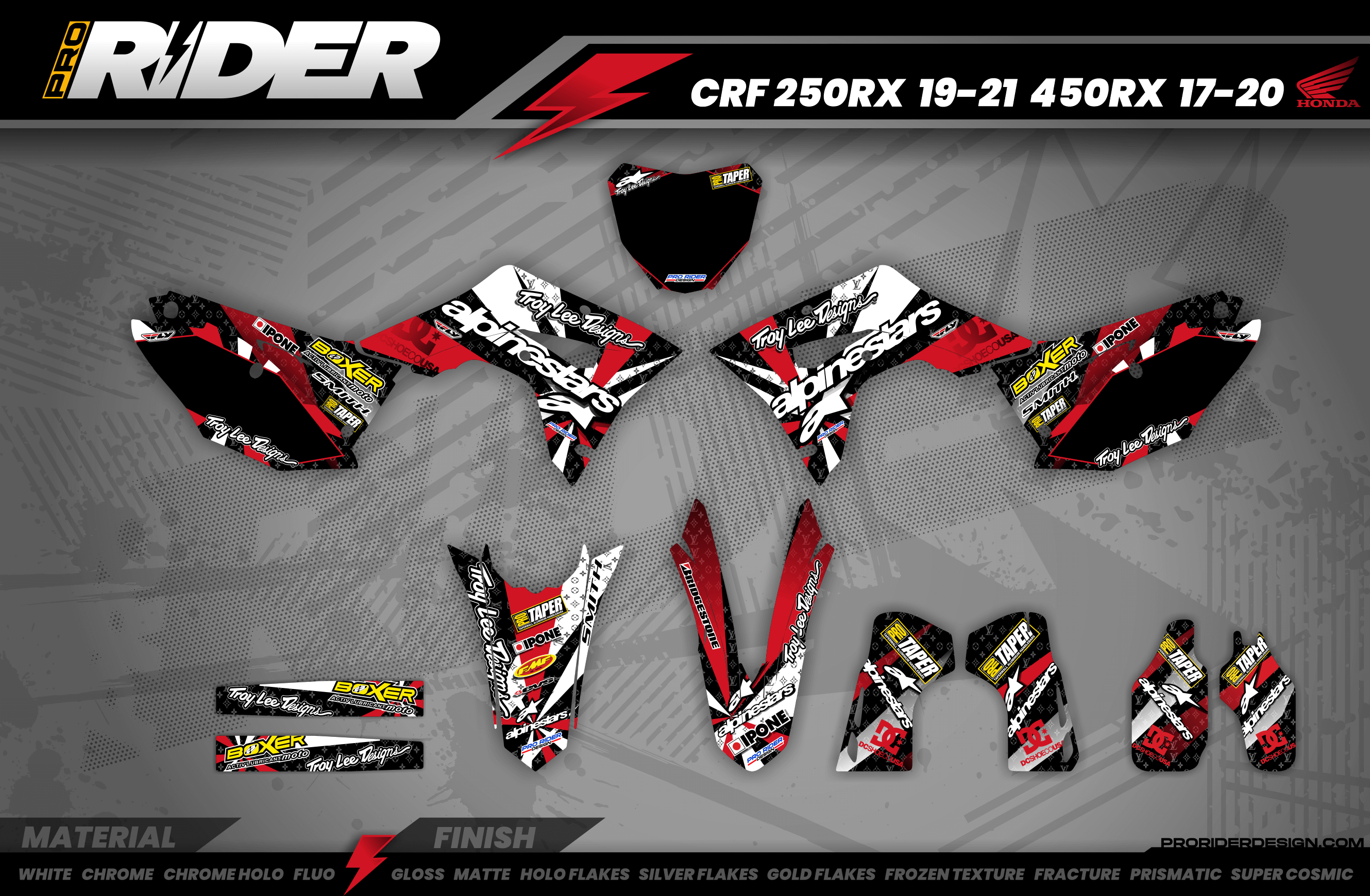 Graphics Kit ALPINESTARS RED : Design designed for your Motocross