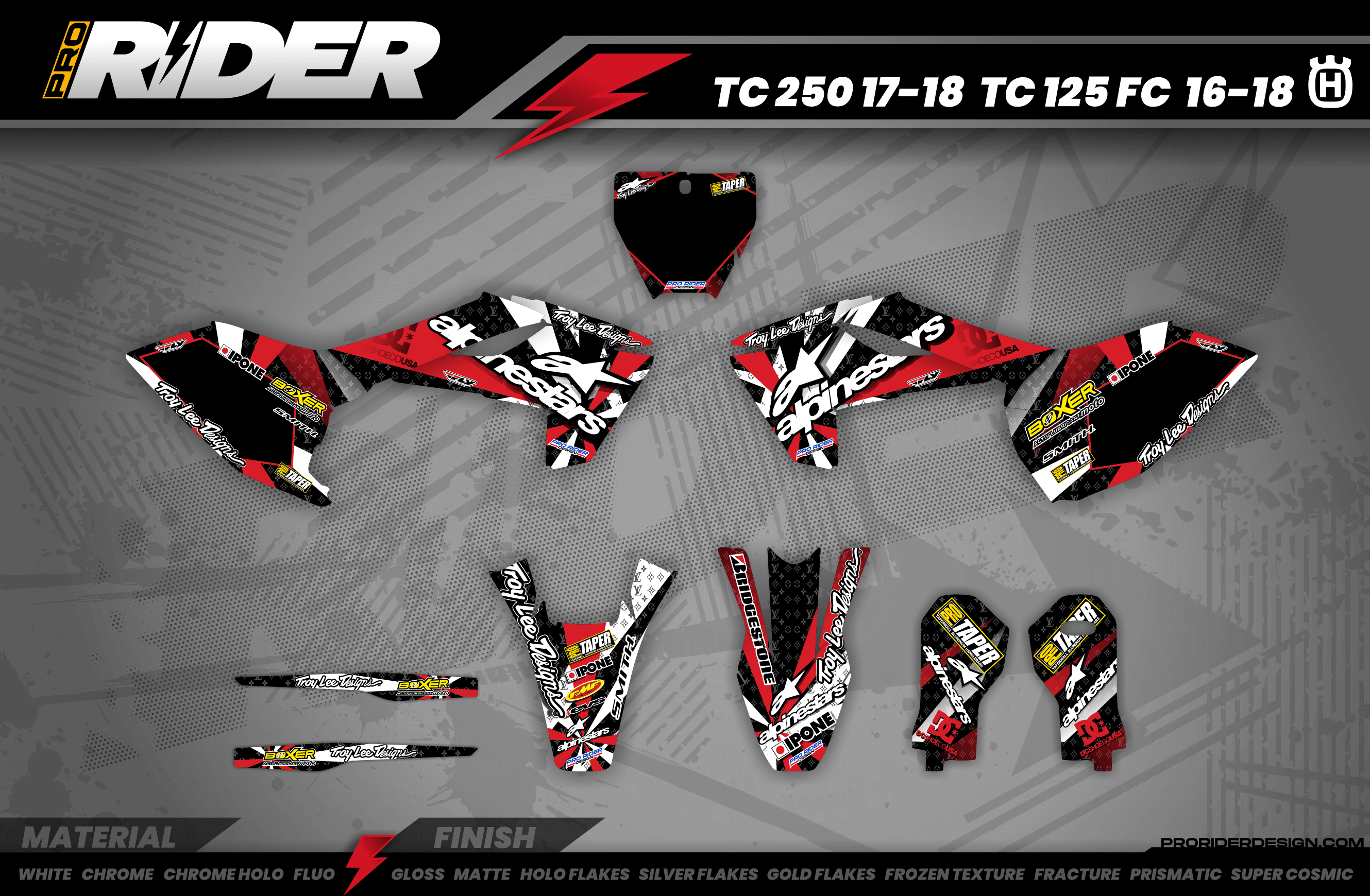 Graphics Kit ALPINESTARS RED : Design designed for your Motocross