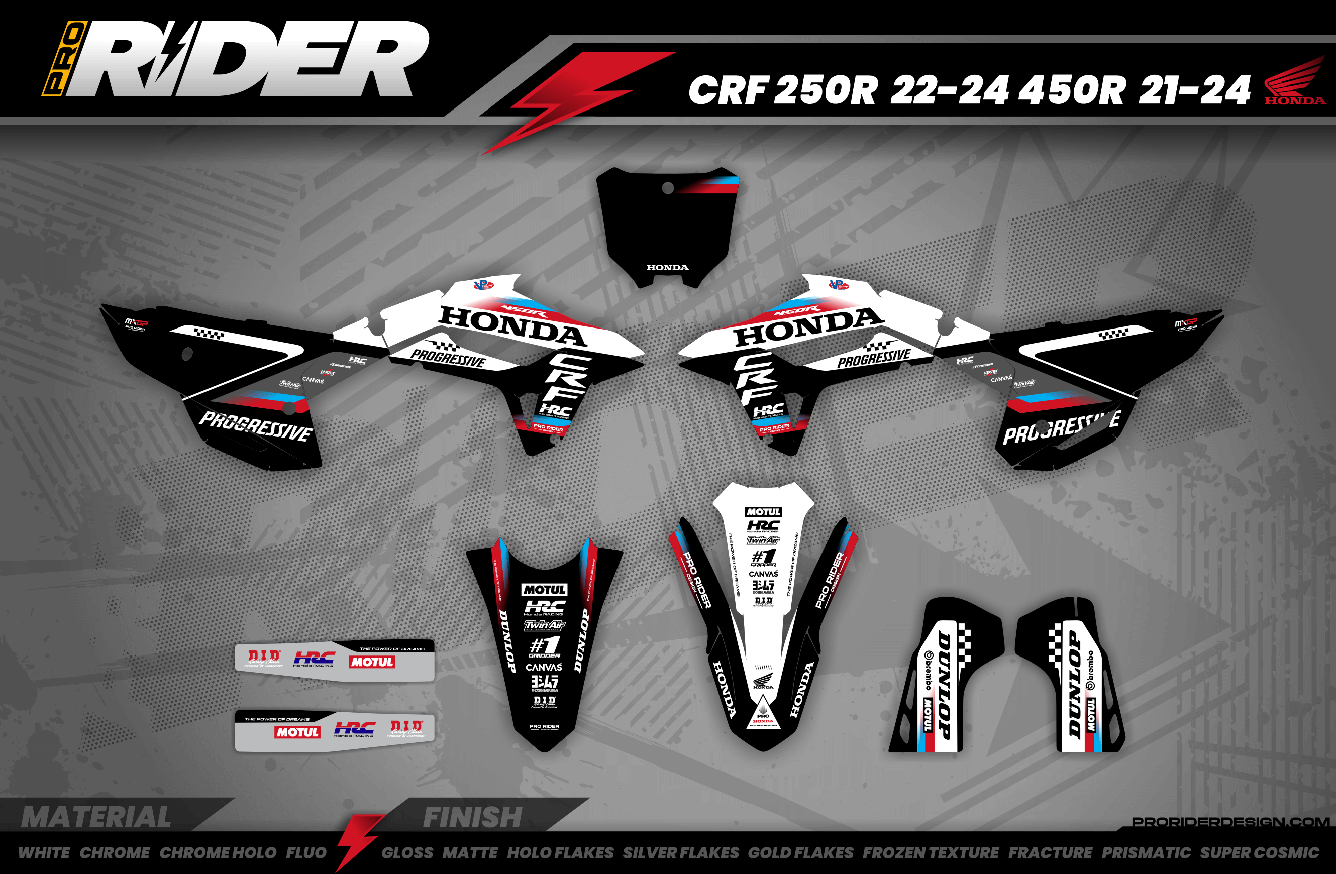 HONDA Custom Graphics Motocross TEAM HRC PROGRESSIVE | BLACK & WHITE