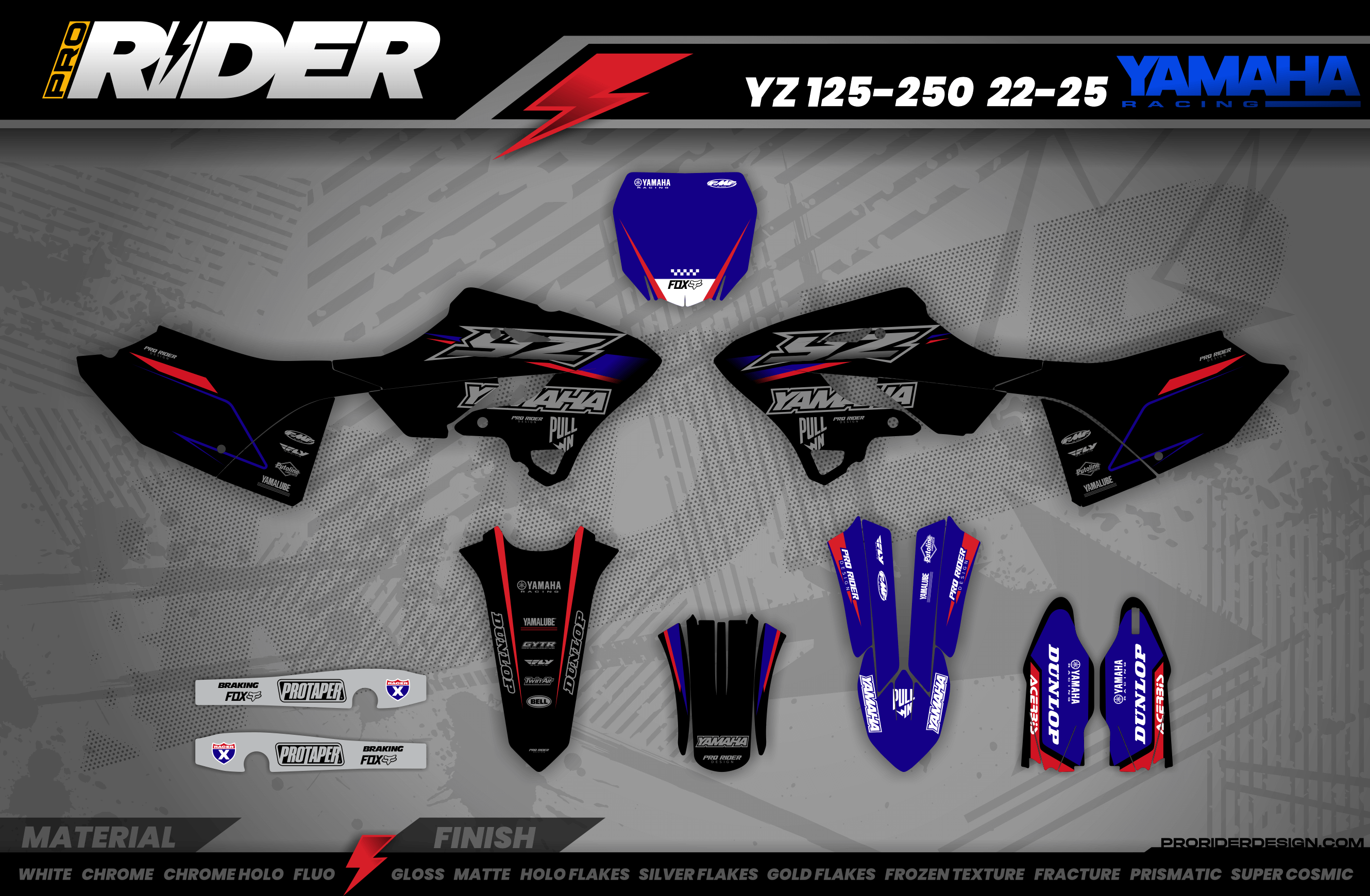 YZ YZF TTR PW Custom Graphics KIT YAMAHA BLACK FLAG