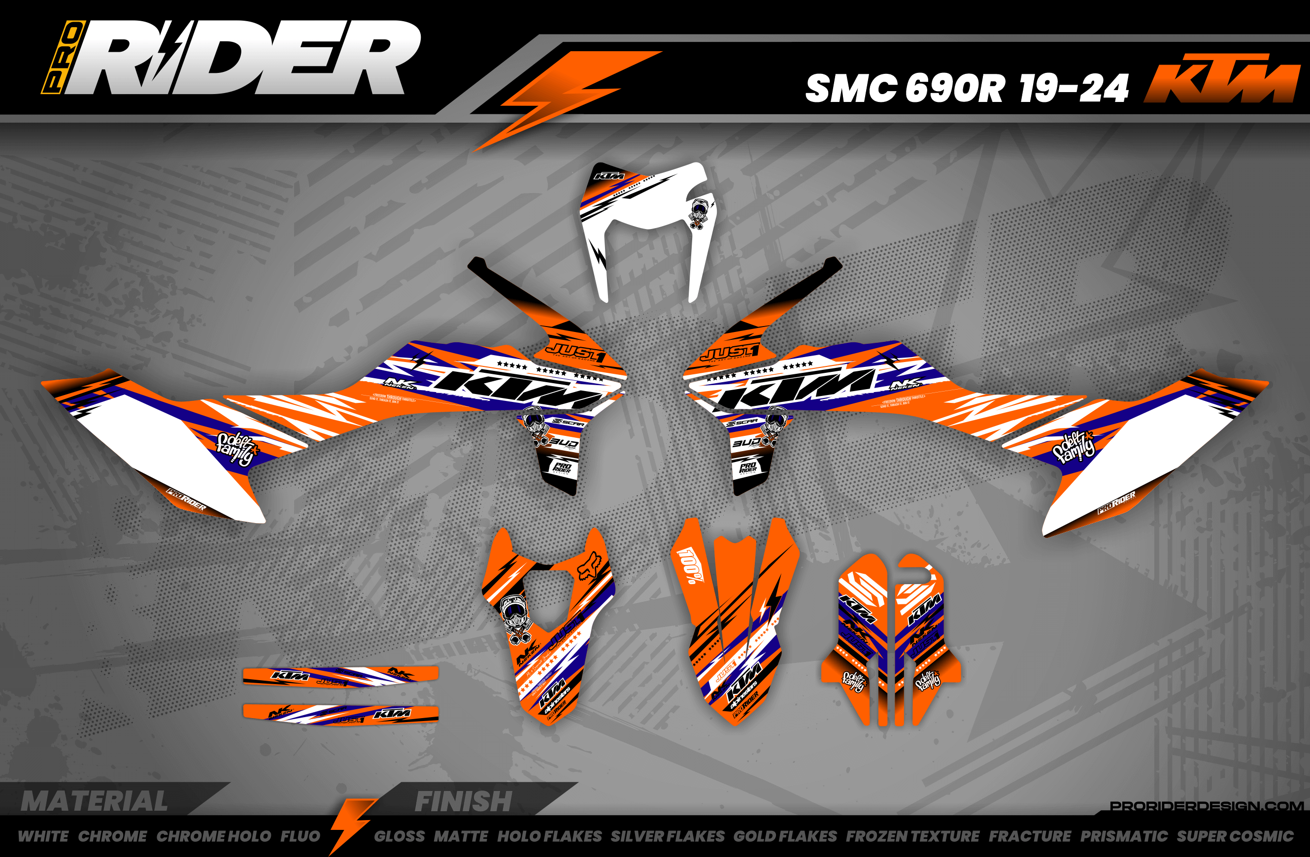 KTM Graphics Kit JUST1 ORANGE and BLUE