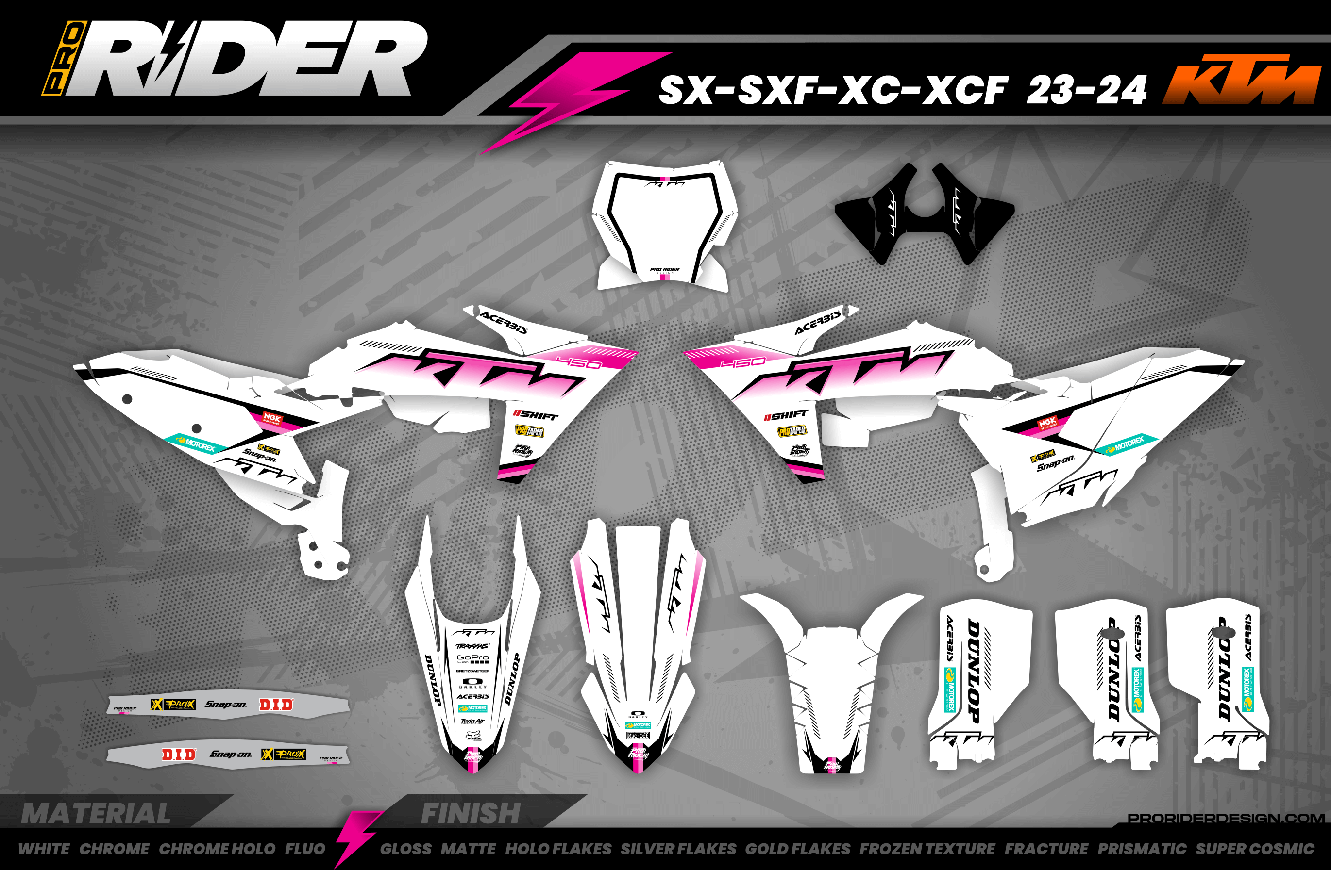 KTM Graphics SX XC SXF XCF EXC.. | Shadow Edition | White & pink