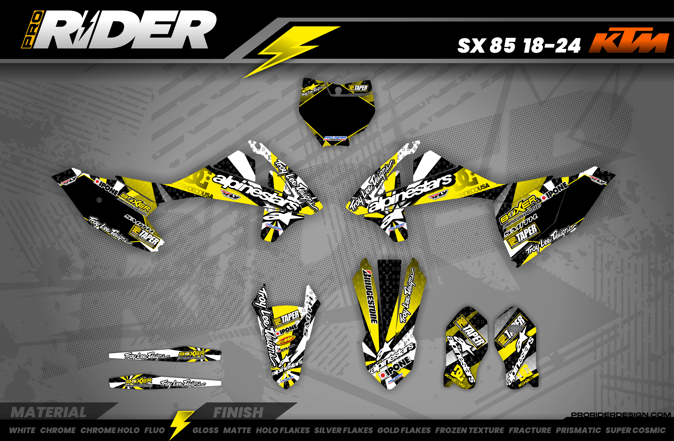 Graphics Kit ALPINESTARS YELLOW : Design designed for your Motocross