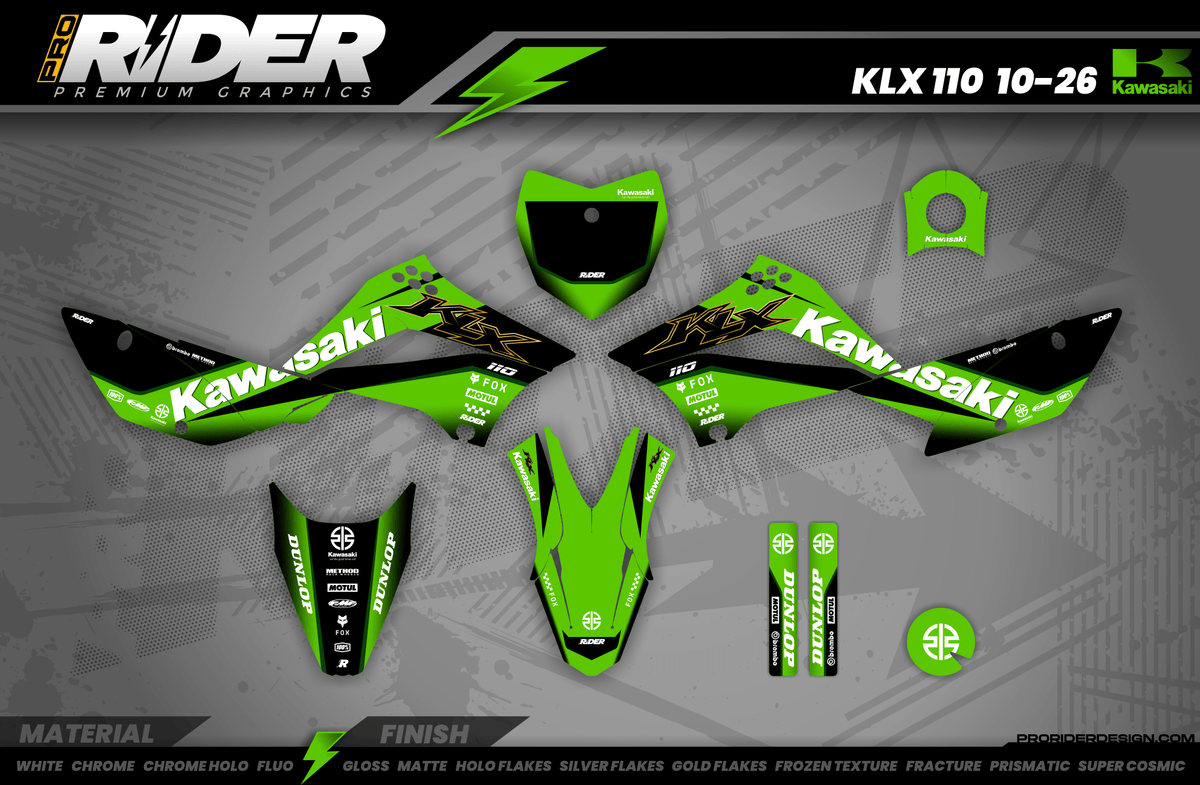 Kawasaki Full Graphics Kit | Green Core — Premium Custom Motocross Decals