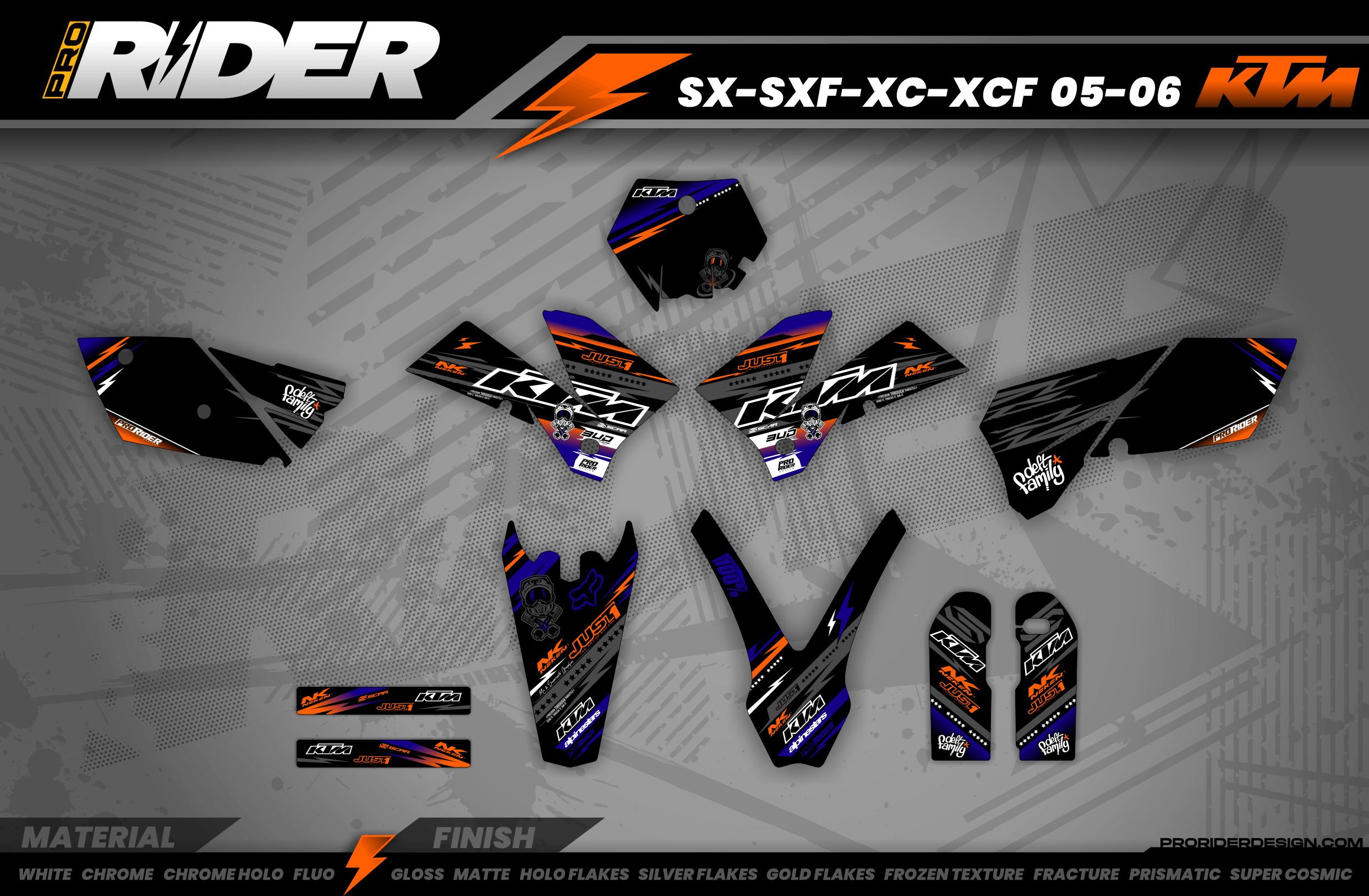 KTM Graphics Kit JUST1 BLACK