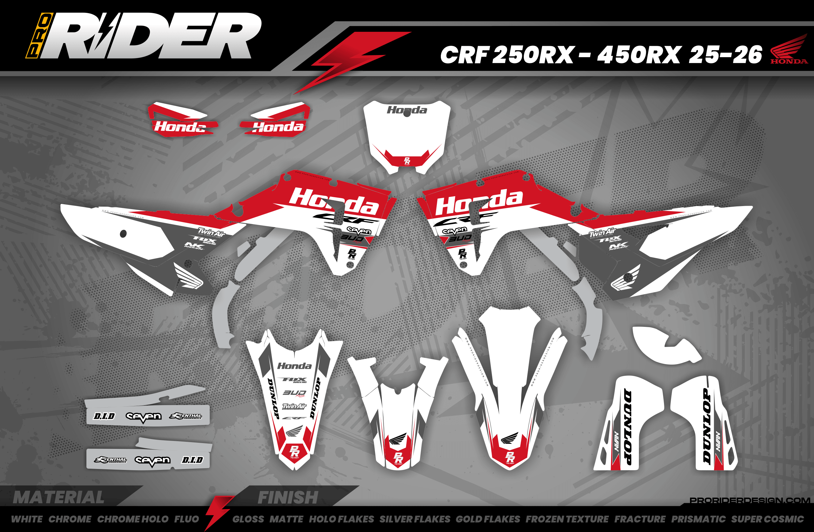 HONDA Graphics Kit BUD RACING White And Red