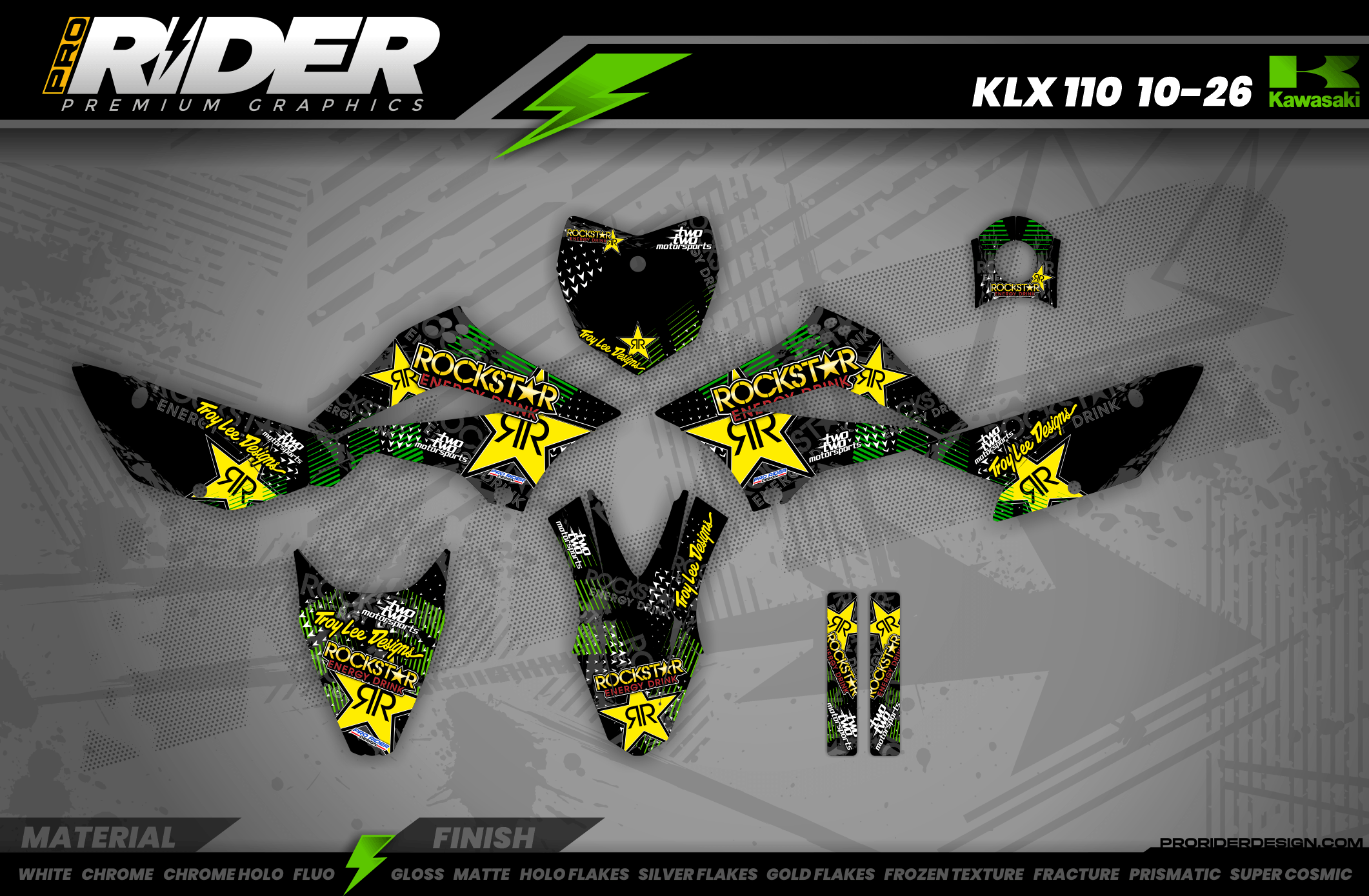 Graphics Kit ROCKSTAR ENERGY GREEN : Give a new youth to your bike