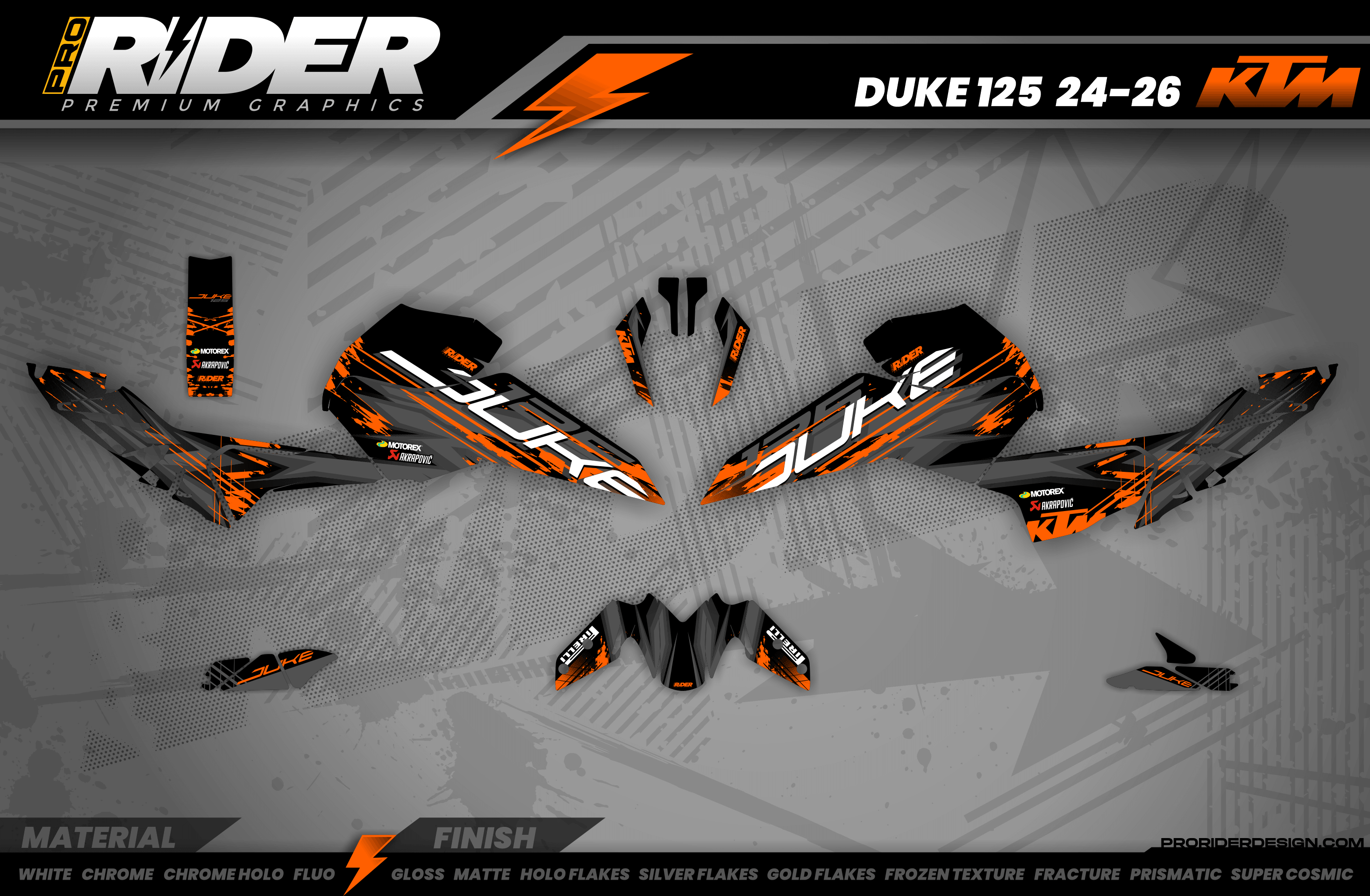 KTM DUKE 125 Full Graphics Kit | Midnight