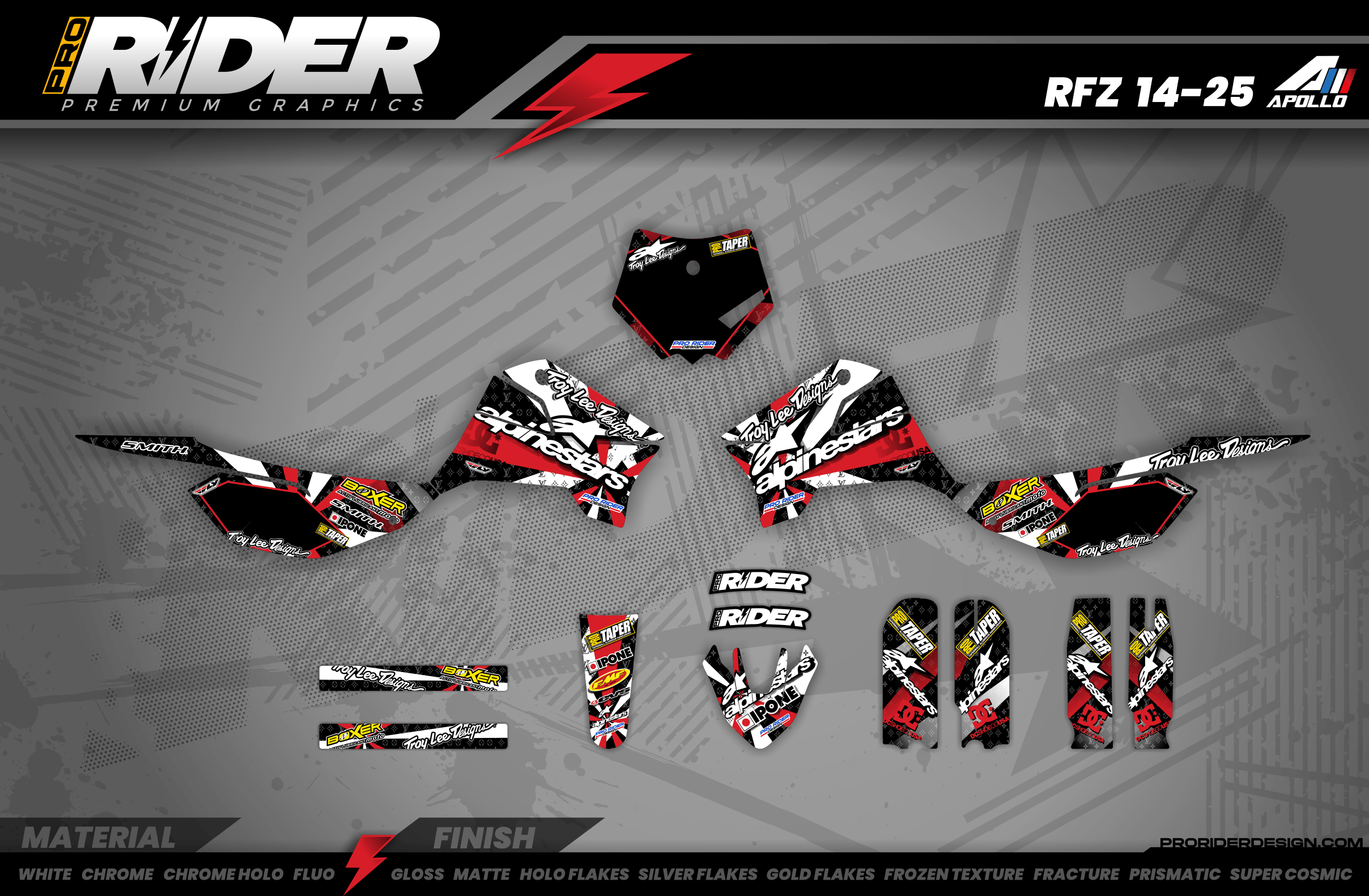 Graphics Kit ALPINESTARS RED : Design designed for your Motocross