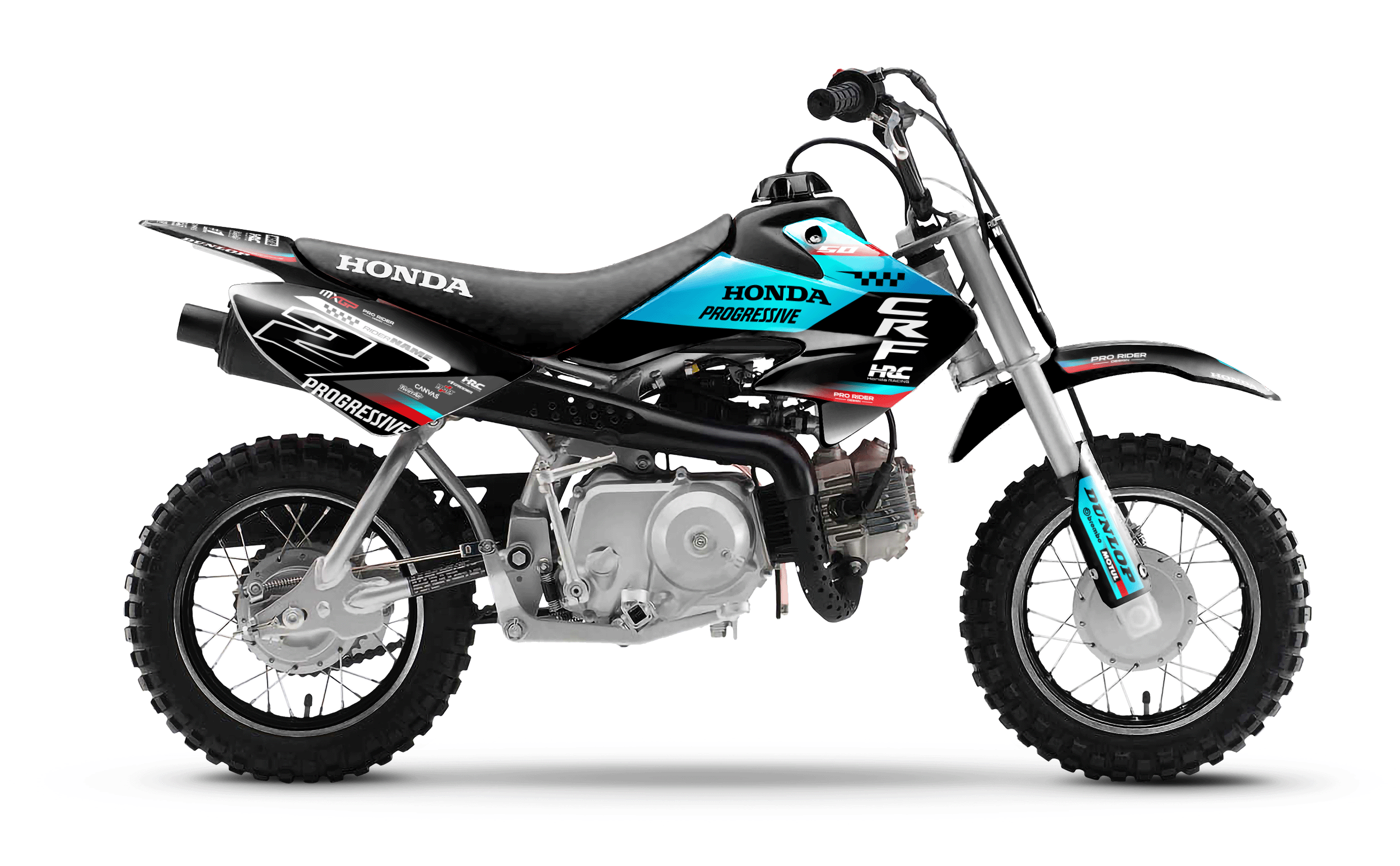 HONDA CRF 50 / 70 / 80 / 100 / 110 / 125 Full Graphics kit | Powercore Teal
