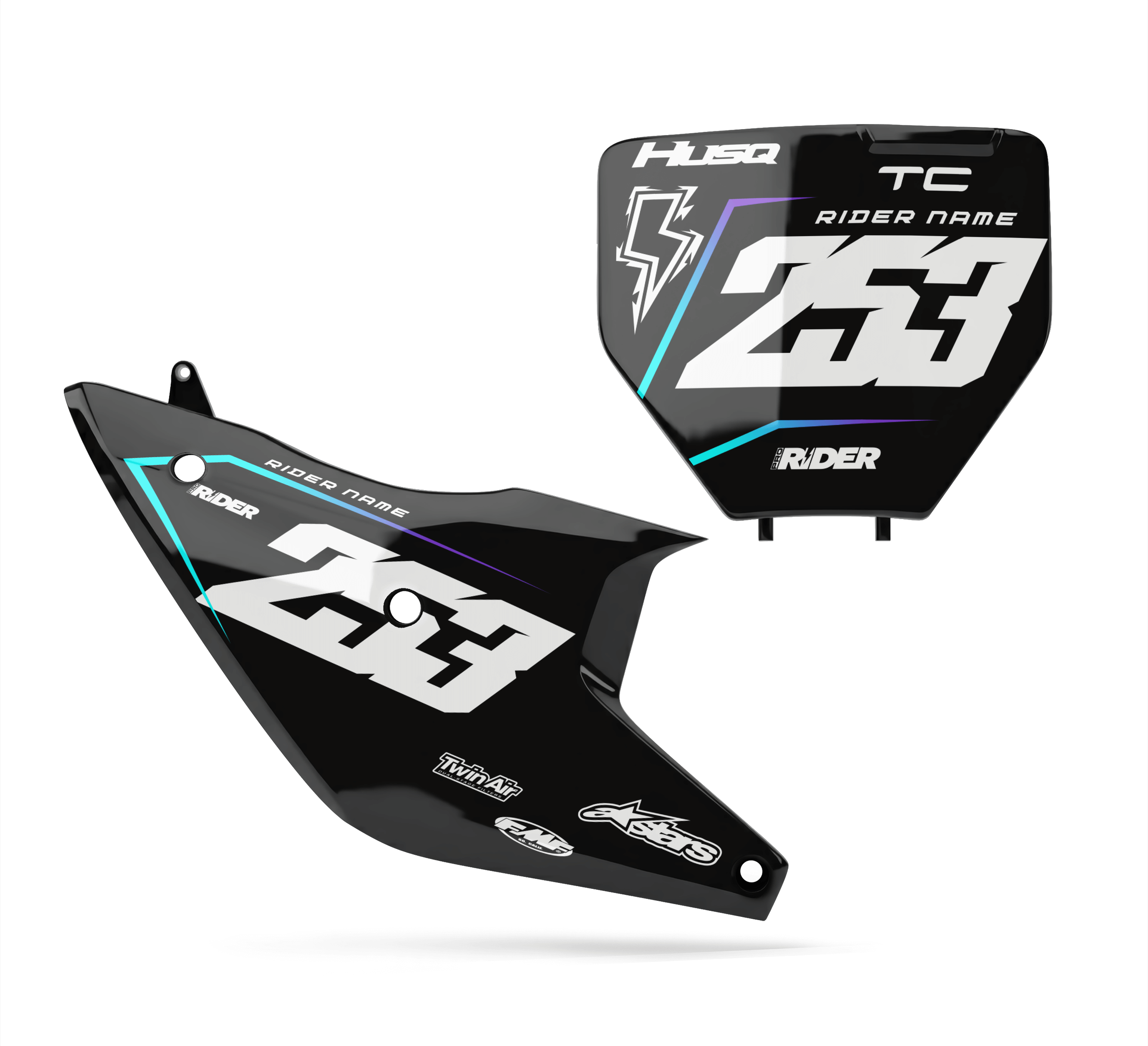 HUSQVARNA Custom Number Plates | Vakano Black Teal
