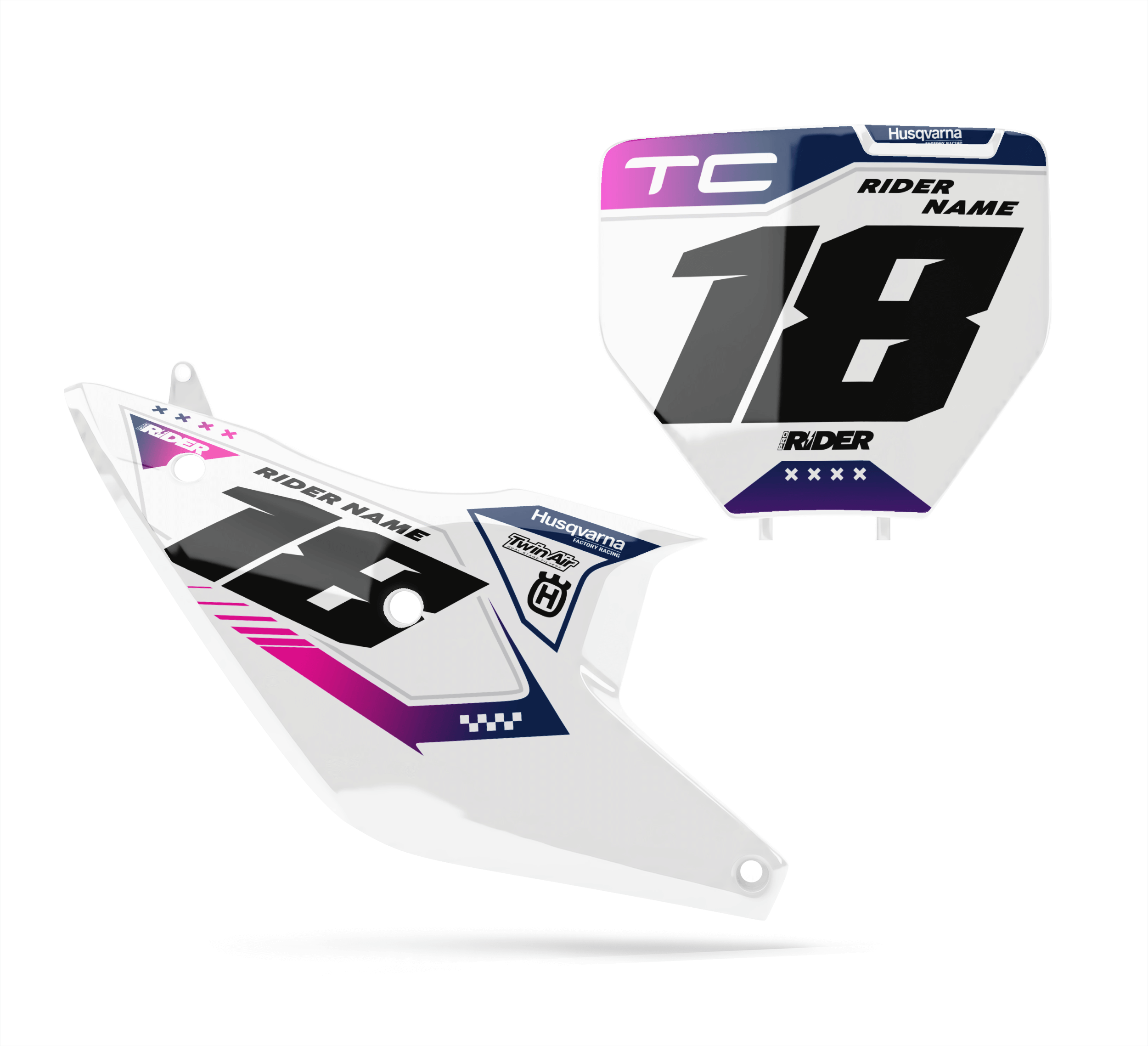 HUSQVARNA Custom Number Plates | Albax Pink White