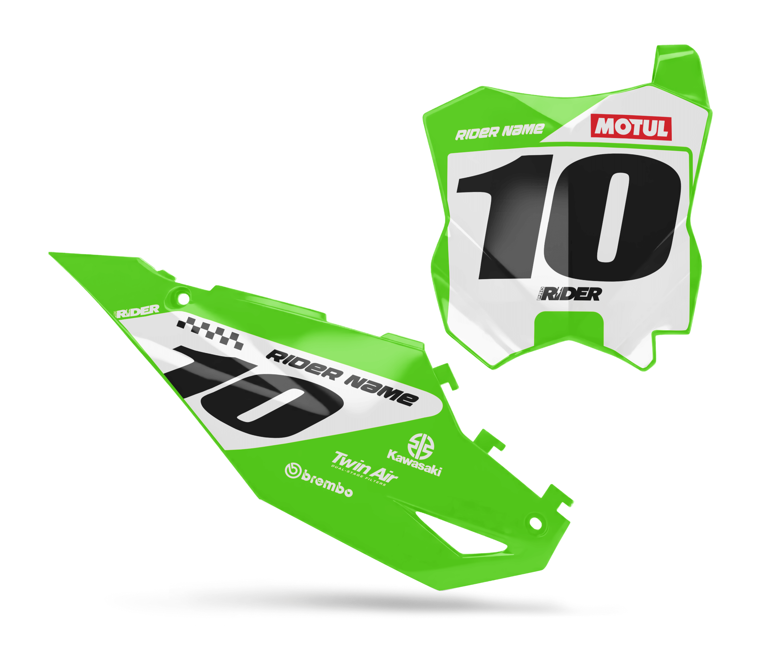 KAWASAKI Custom Number Plates | Bands White Green