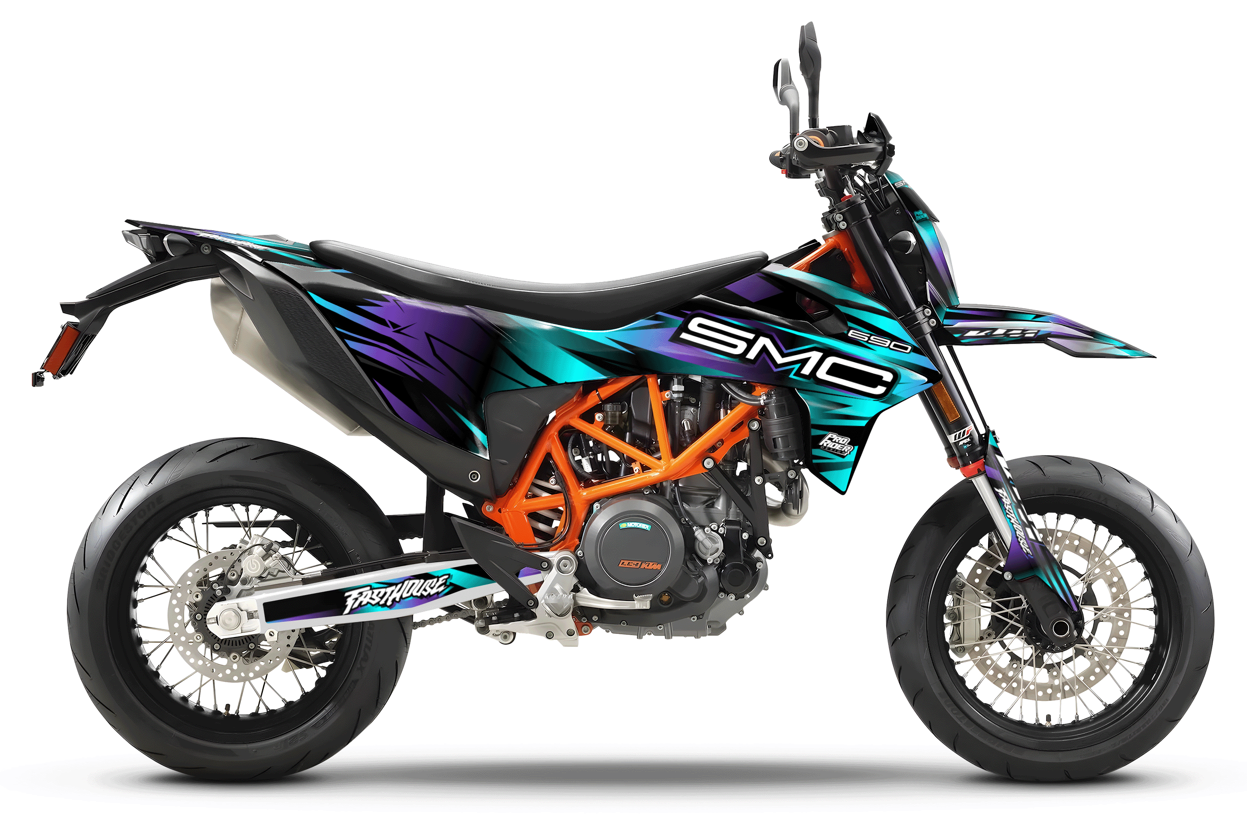 KTM SUPERMOTO Full Graphics Kit | Stock V3 Teal purple