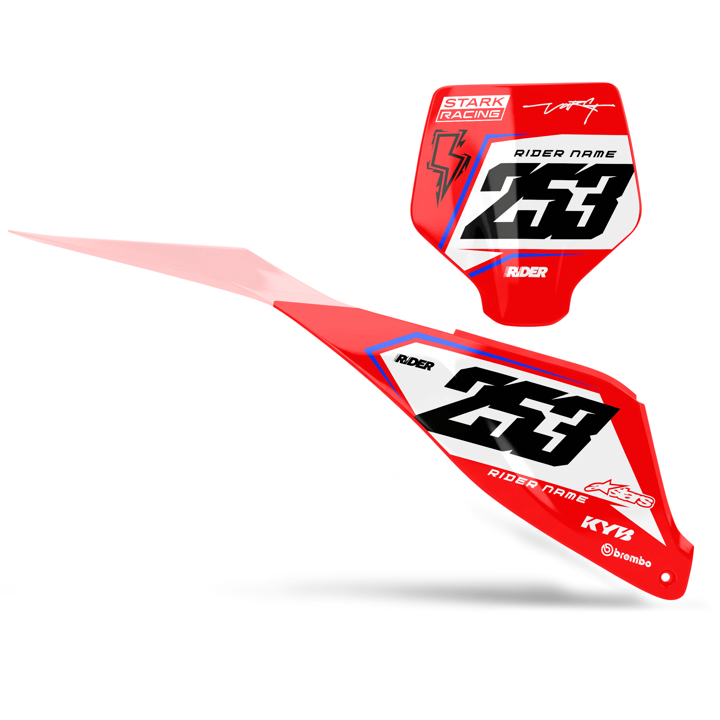 STARK FUTURE Custom Number Plates | Fuego Red White