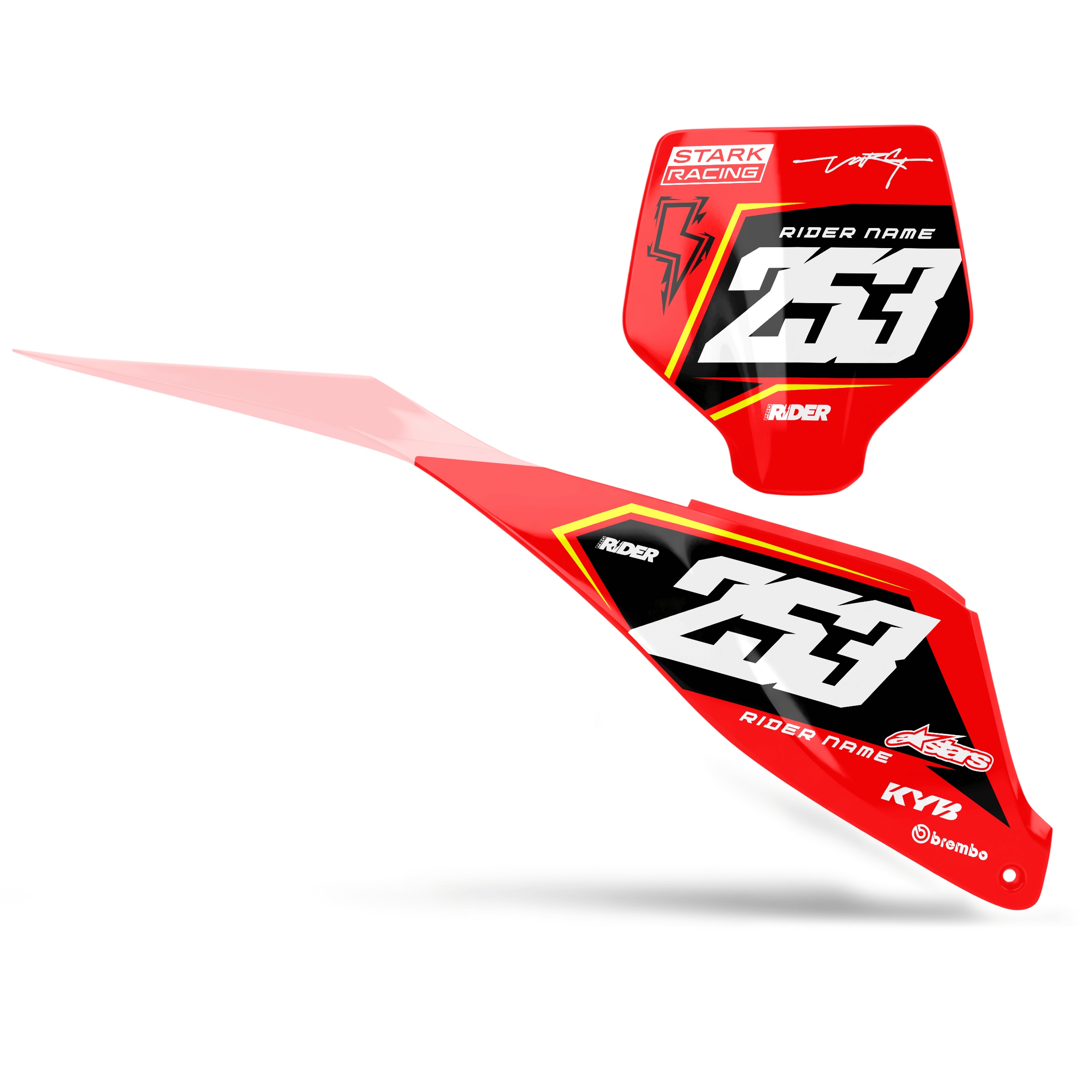 STARK FUTURE Custom Number Plates | FUEGO Red Black