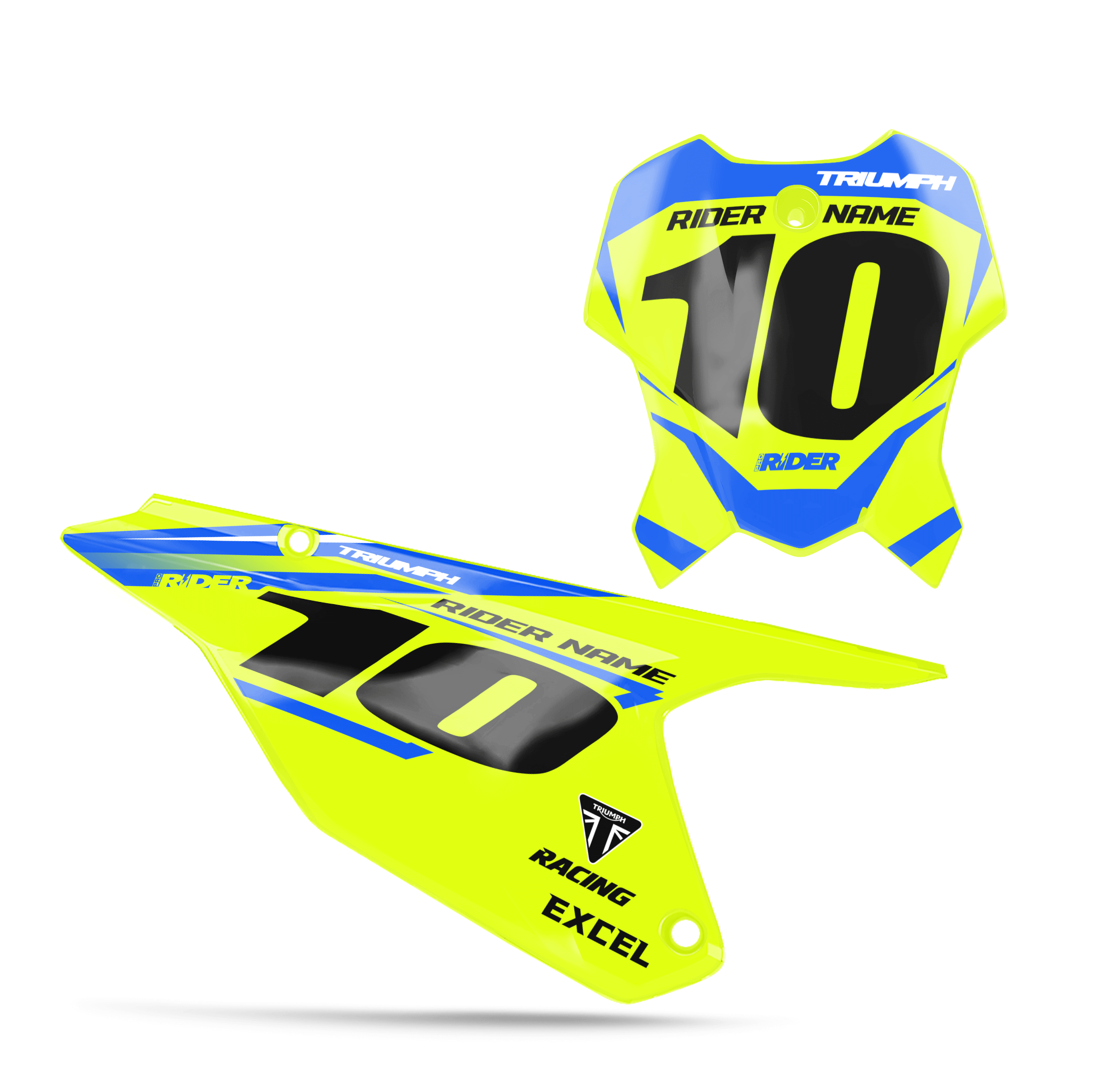 TRIUMPH Custom Number Plates | Traker Yellow Blue