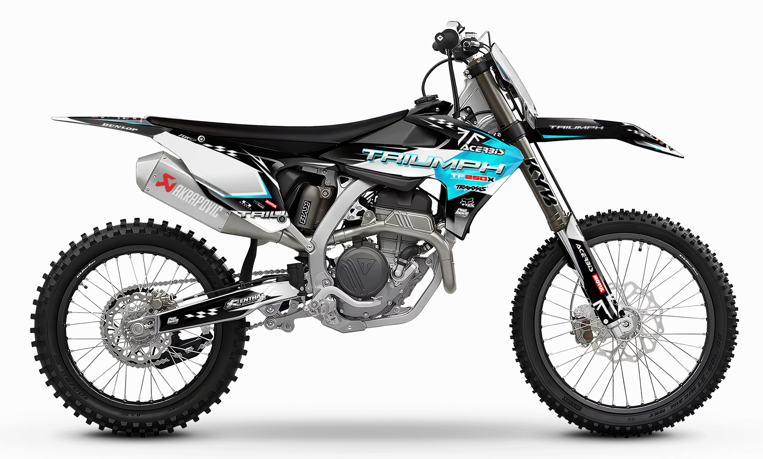 TRIUMPH Full Graphics Kit | Teal white lines