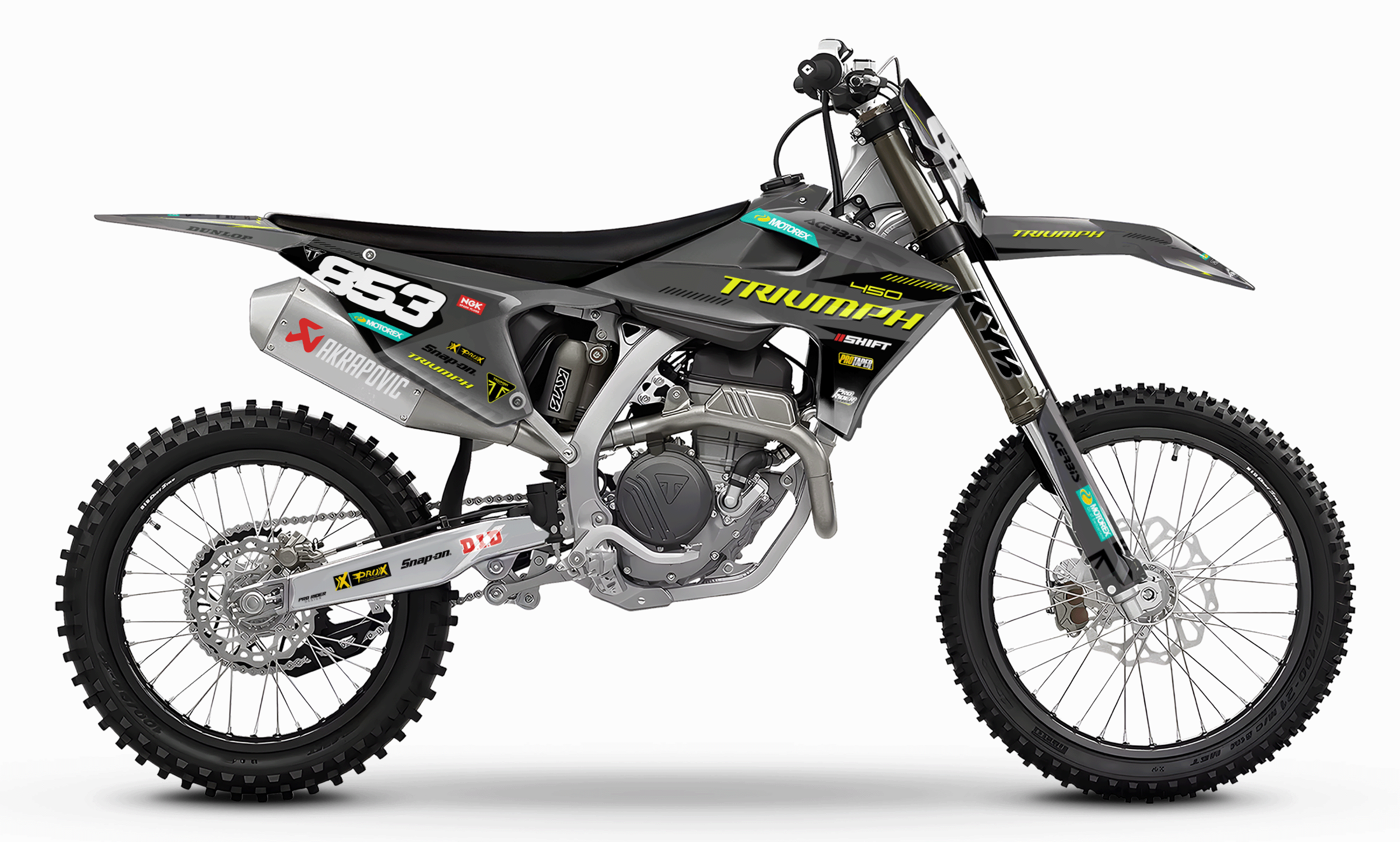 TRIUMPH Full Graphics Kit | Neon grey lines