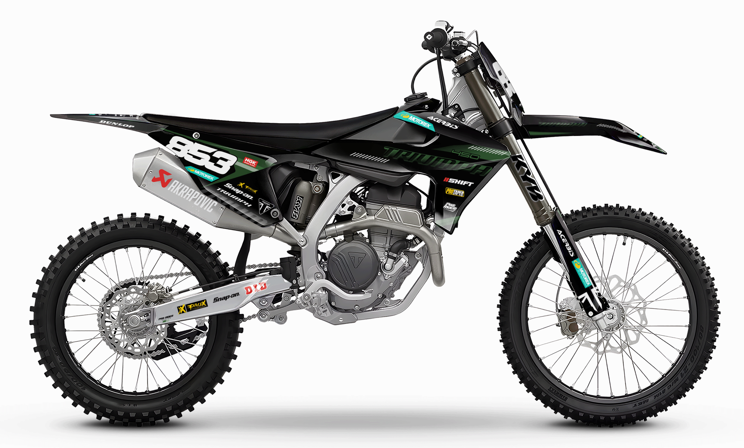 TRIUMPH Full Graphics Kit | Black green lines
