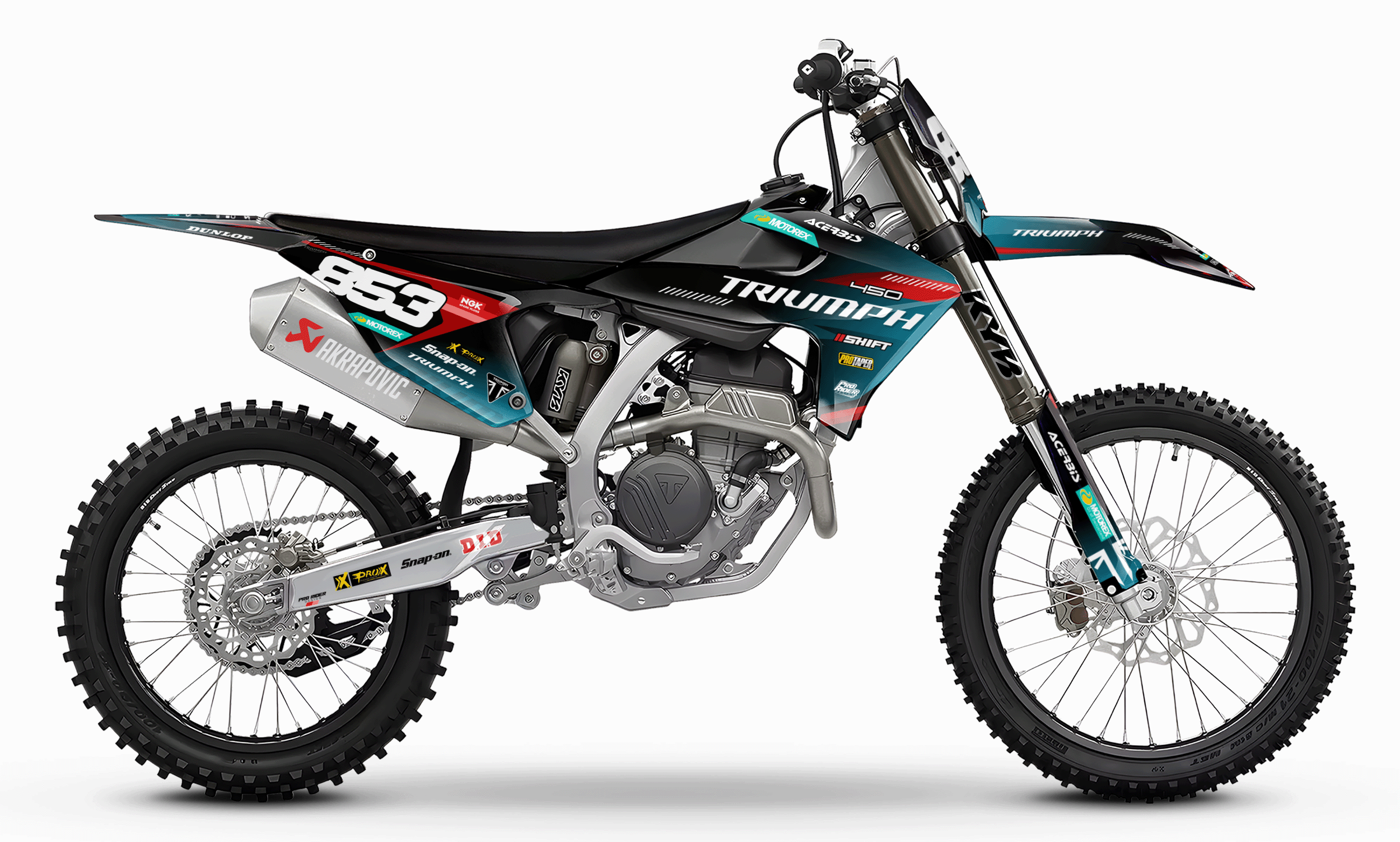 TRIUMPH Full Graphics Kit | Teal red lines