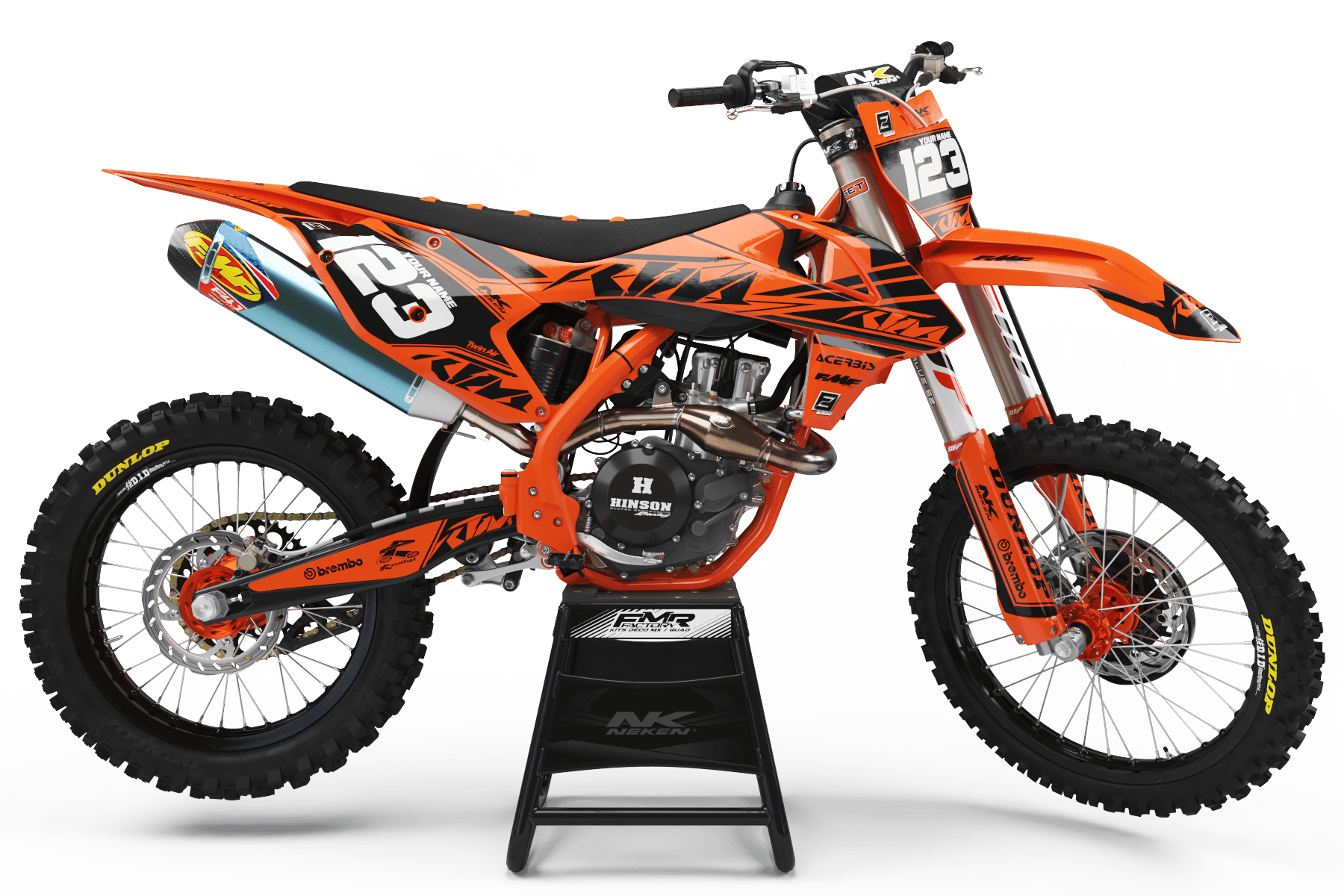 KTM Graphics kit FACTORY Neken BLACK ORANGE : Ideal for KTM fans