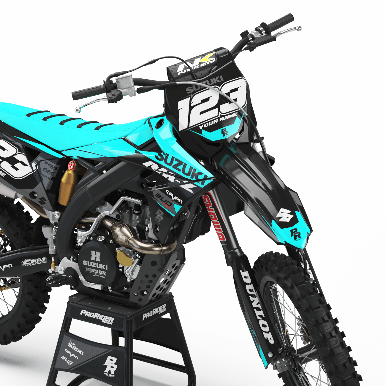 SUZUKI Graphics Kit BUD RACING Black And Cyan