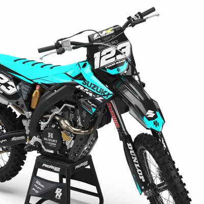 SUZUKI Graphics Kit BUD RACING Black And Cyan