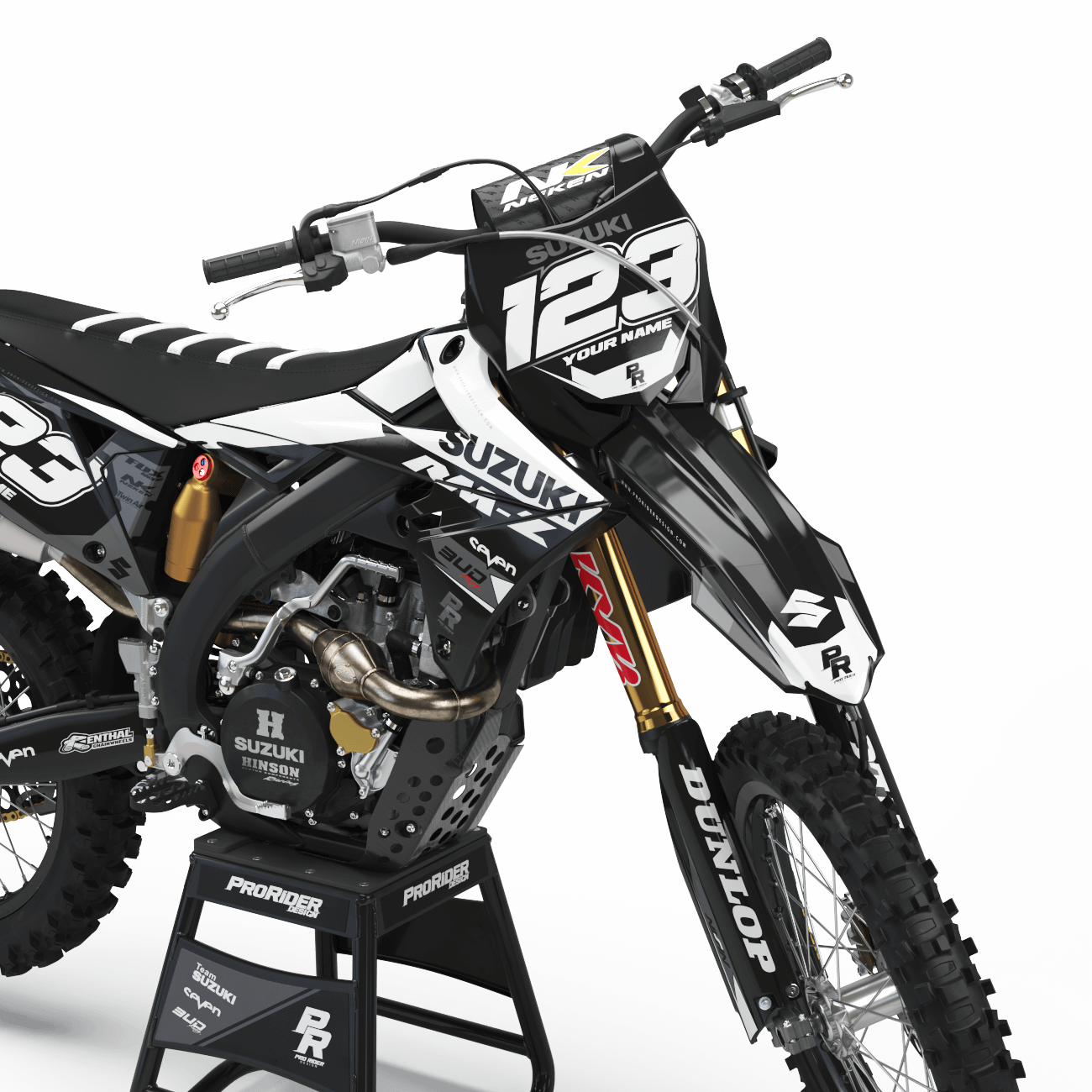 SUZUKI Graphics Kit BUD RACING Black And White