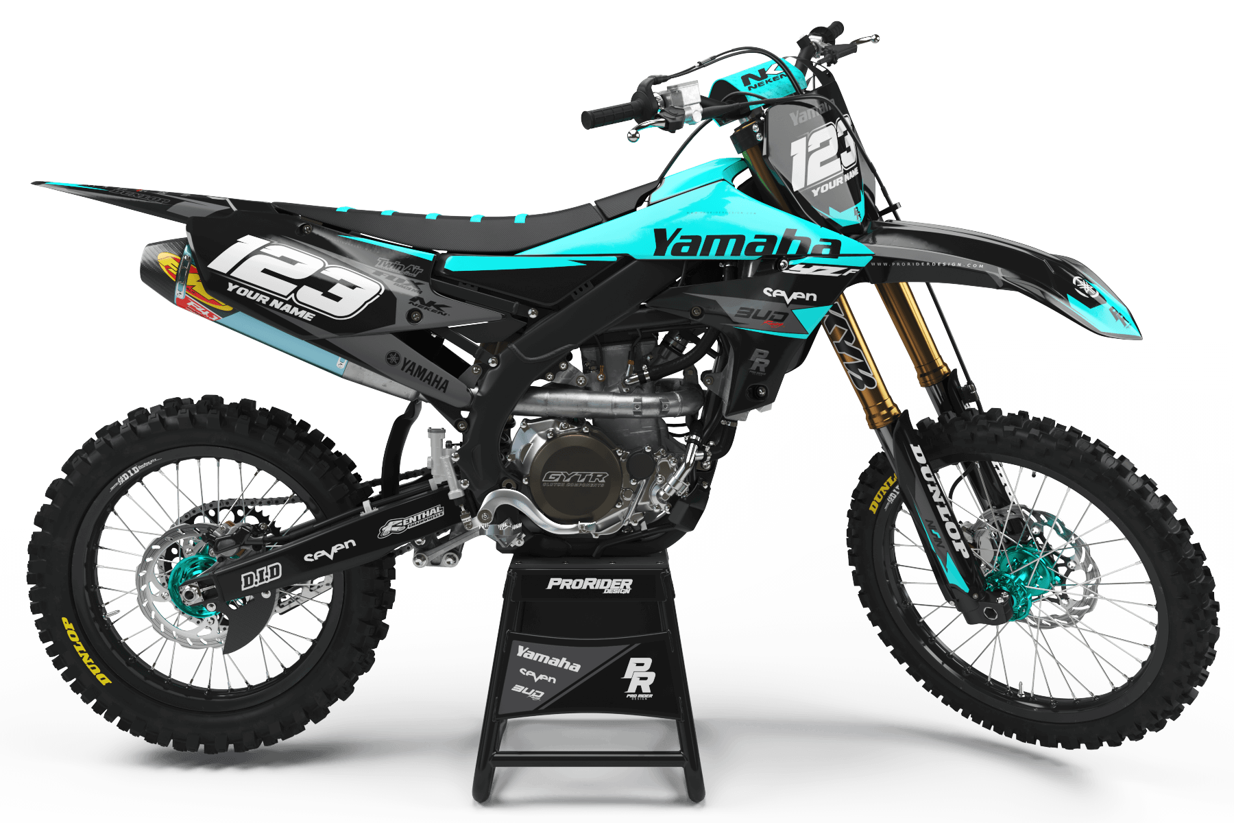 YAMAHA Graphics Kit BUD RACING Black And Cyan