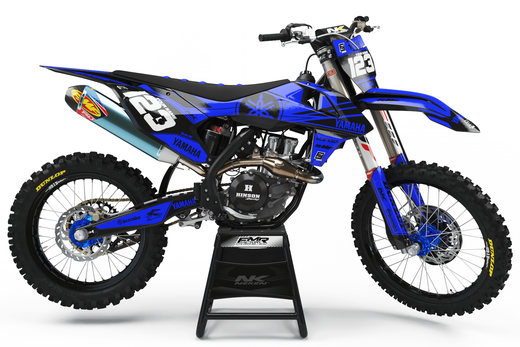 Dirt Bike Graphic kits Yamaha FACTORY Neken BLACK BLUE : high quality
