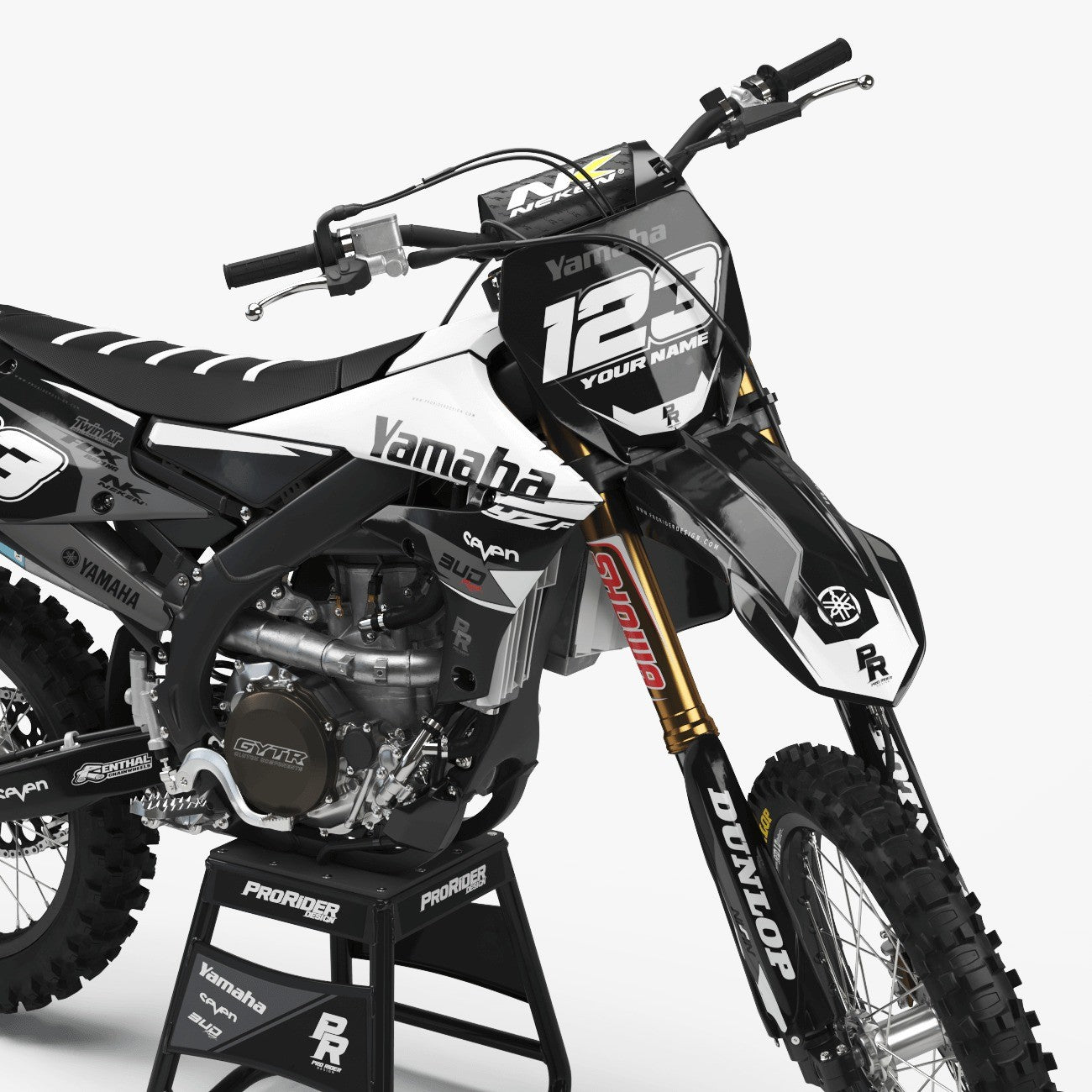 YAMAHA Graphics Kit BUD RACING Black And White