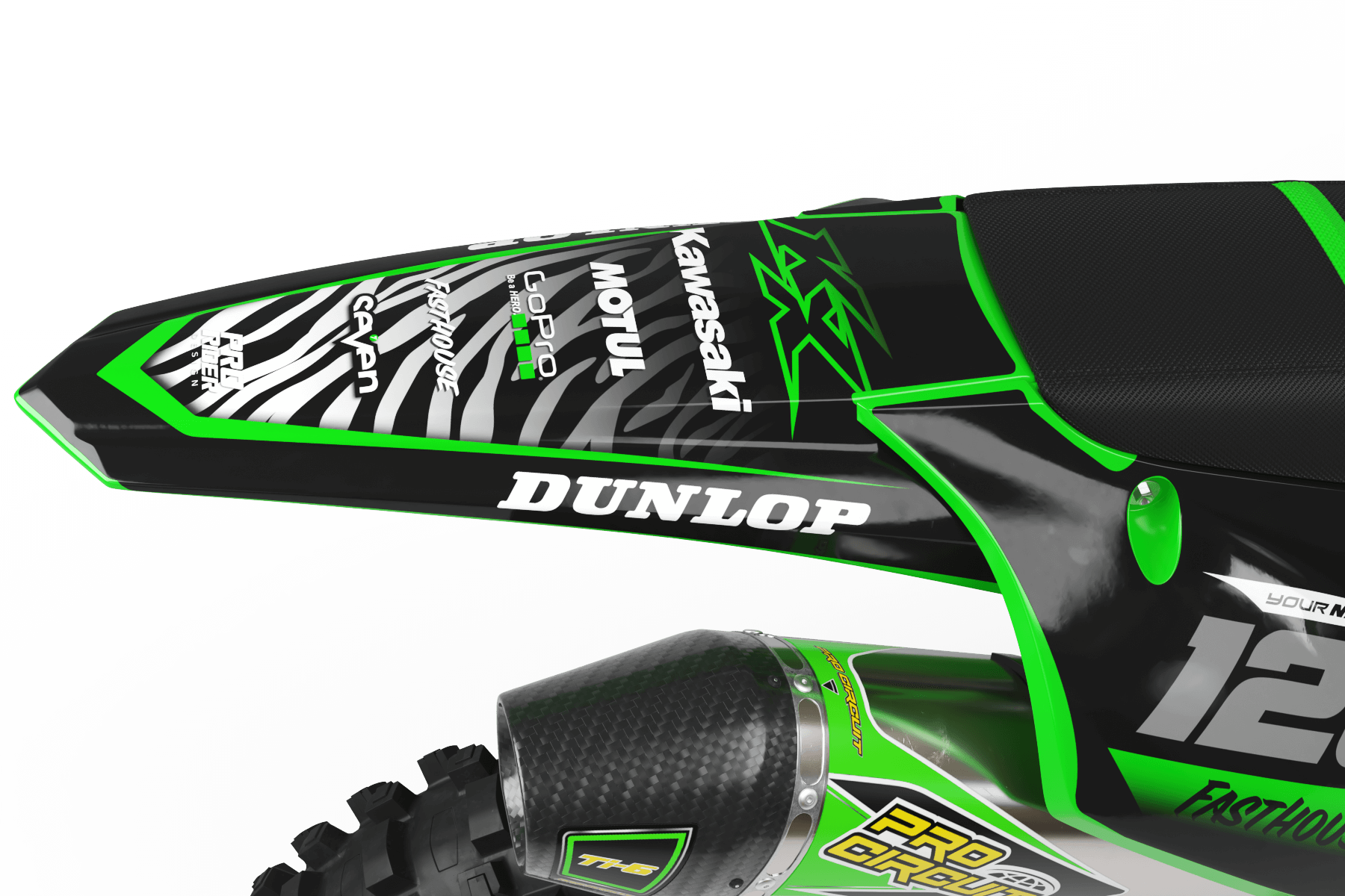 KAWASAKI Graphics Kit MOTUL BLACK and GREEN
