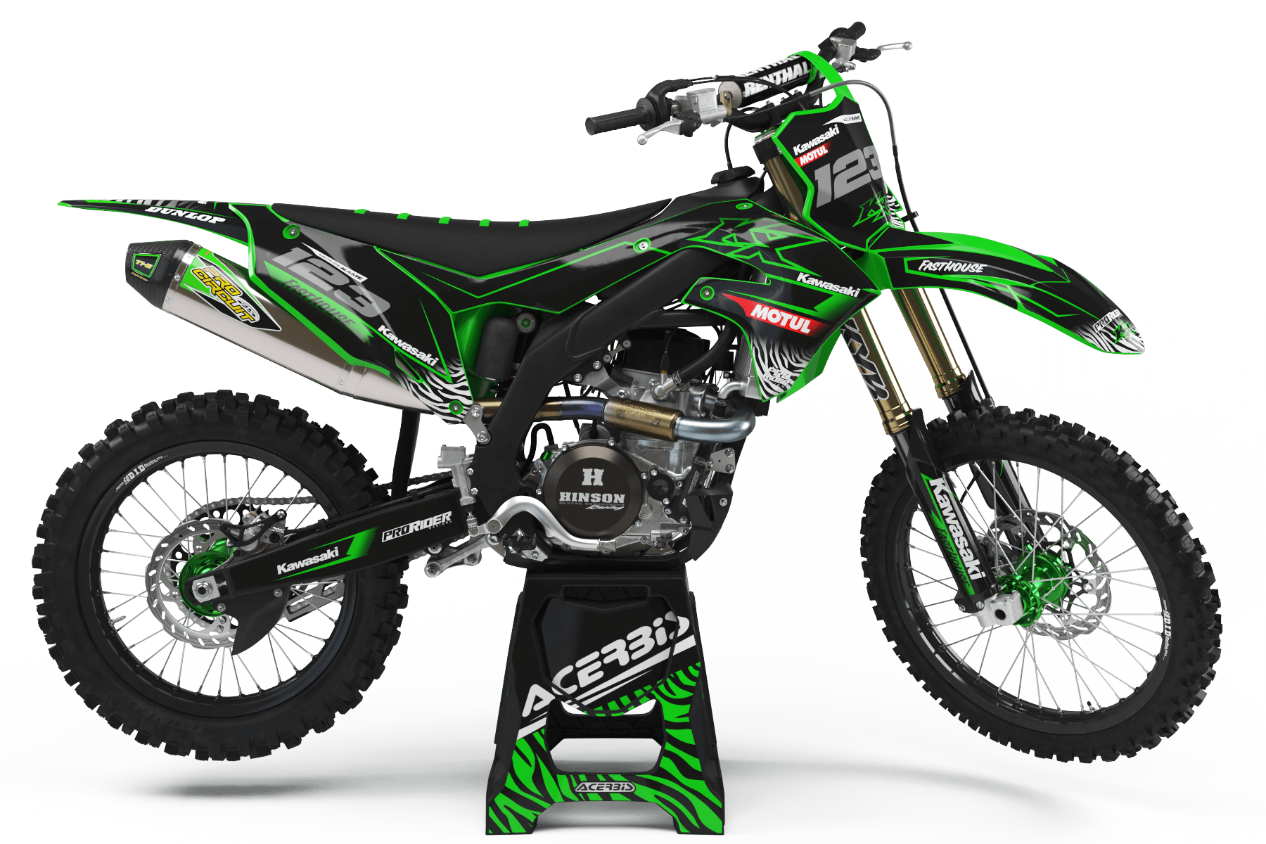 KAWASAKI Graphics Kit MOTUL BLACK and GREEN