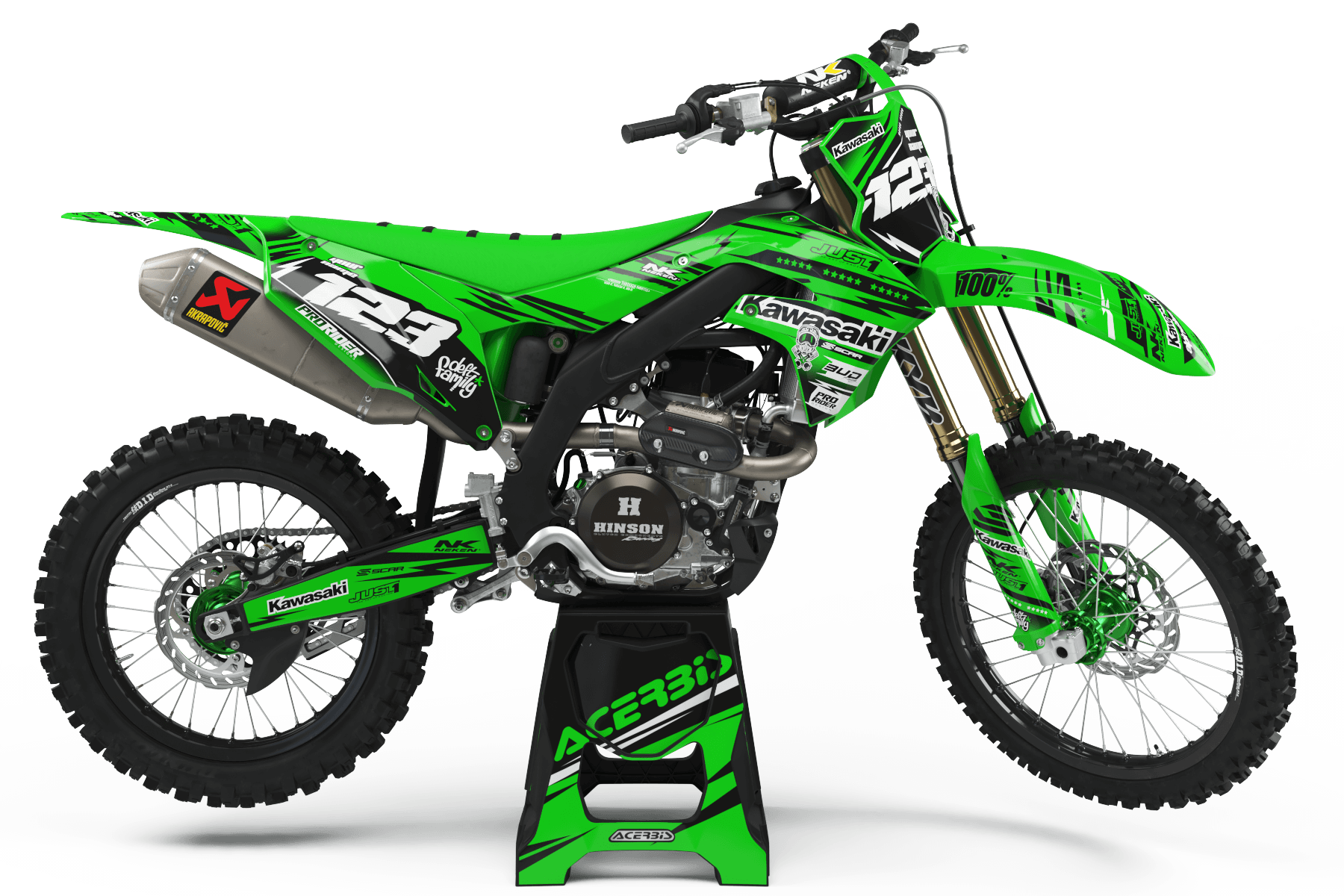 KAWASAKI Graphics Kit JUST1 black and green