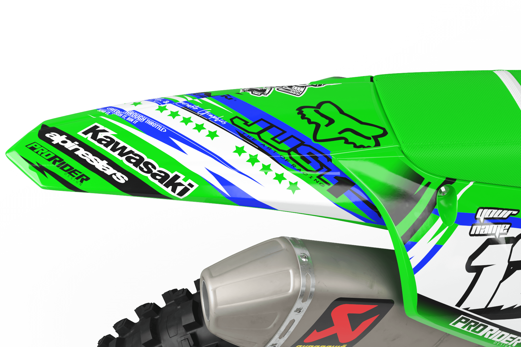KAWASAKI Graphics Kit JUST1 green and blue