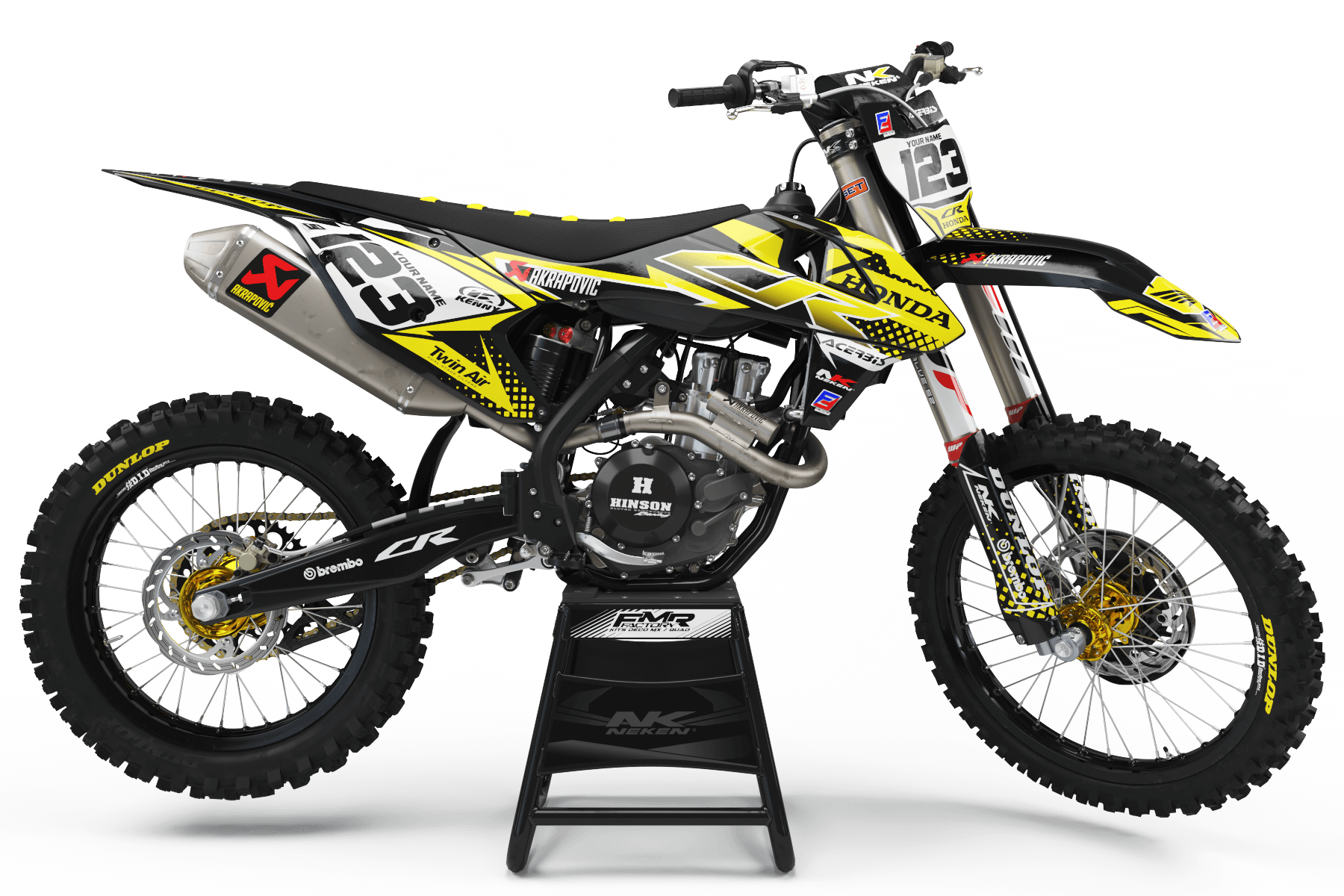 Dirt bike graphics kits honda FACTORY ENERGY Yellow: Very high quality