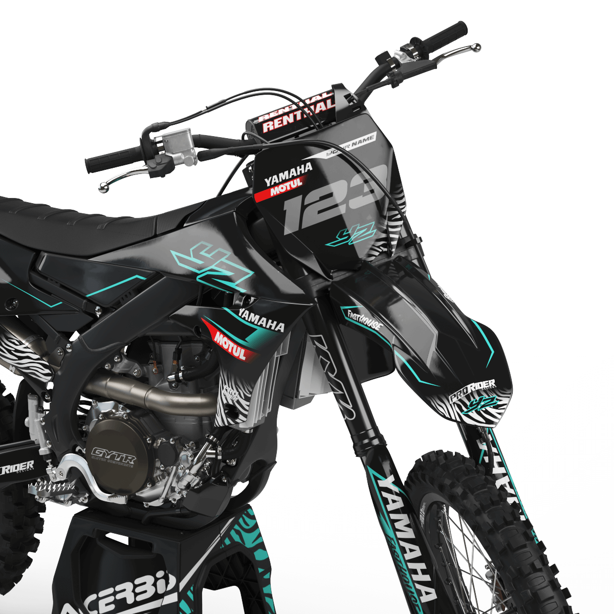 Yamaha graphics MOTUL black and teal