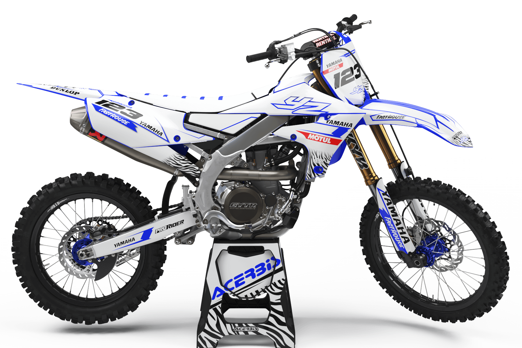 Yamaha graphics MOTUL white and blue