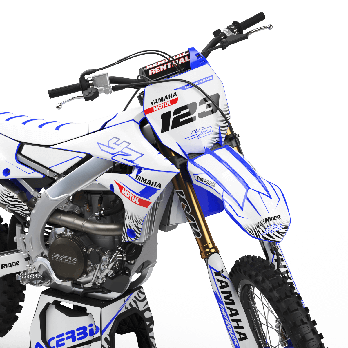 Yamaha graphics MOTUL white and blue