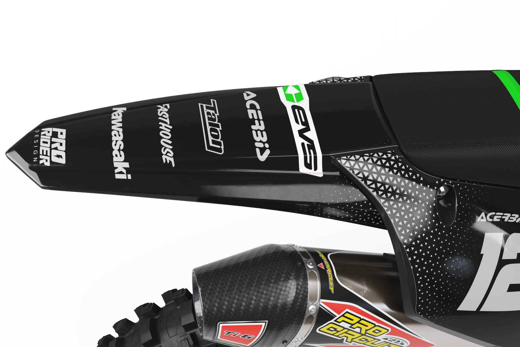 KAWASAKI Graphics Kit EVS BLACK and WHITE