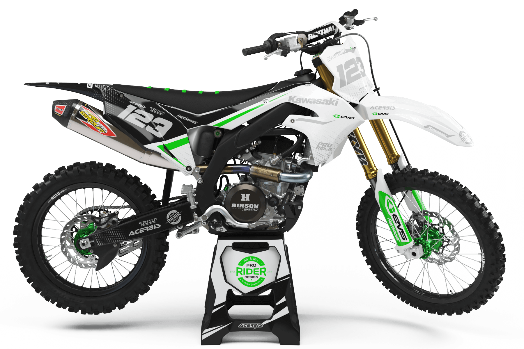 KAWASAKI Graphics Kit EVS BLACK and WHITE