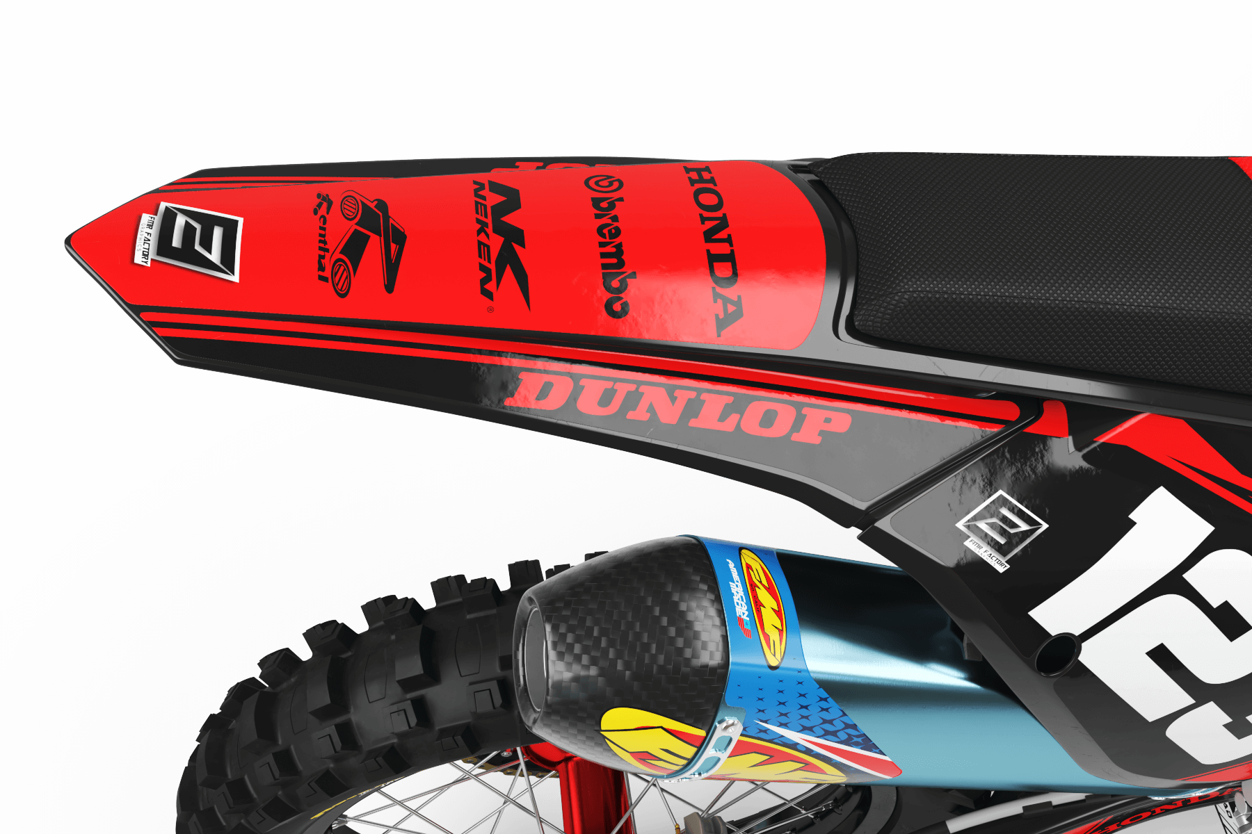 Dirt bike graphics kits honda FACTORY Neken Black Red : Resistant